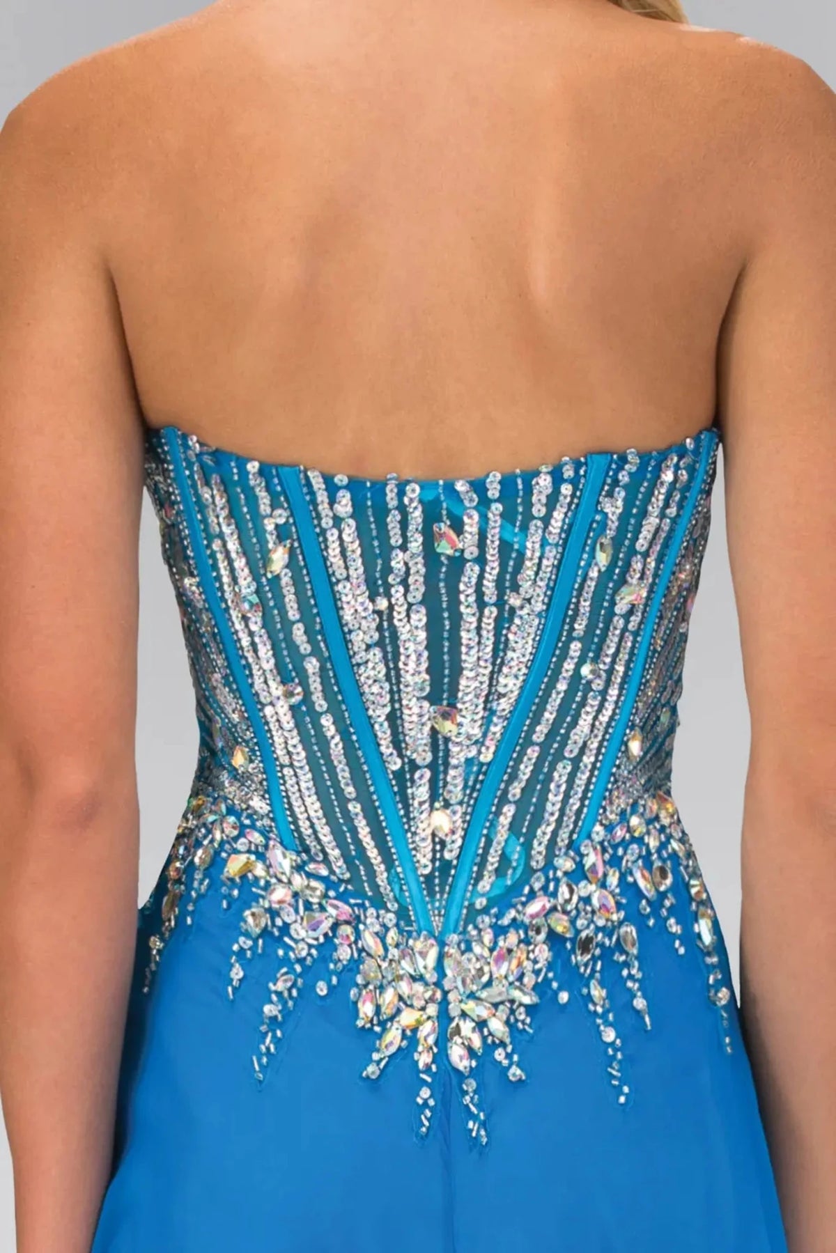 Oceanblue prom evening dress a-line skirt detail