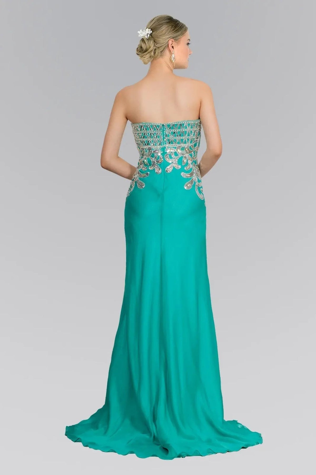 Jade beading sequins formal dress back bodice detail