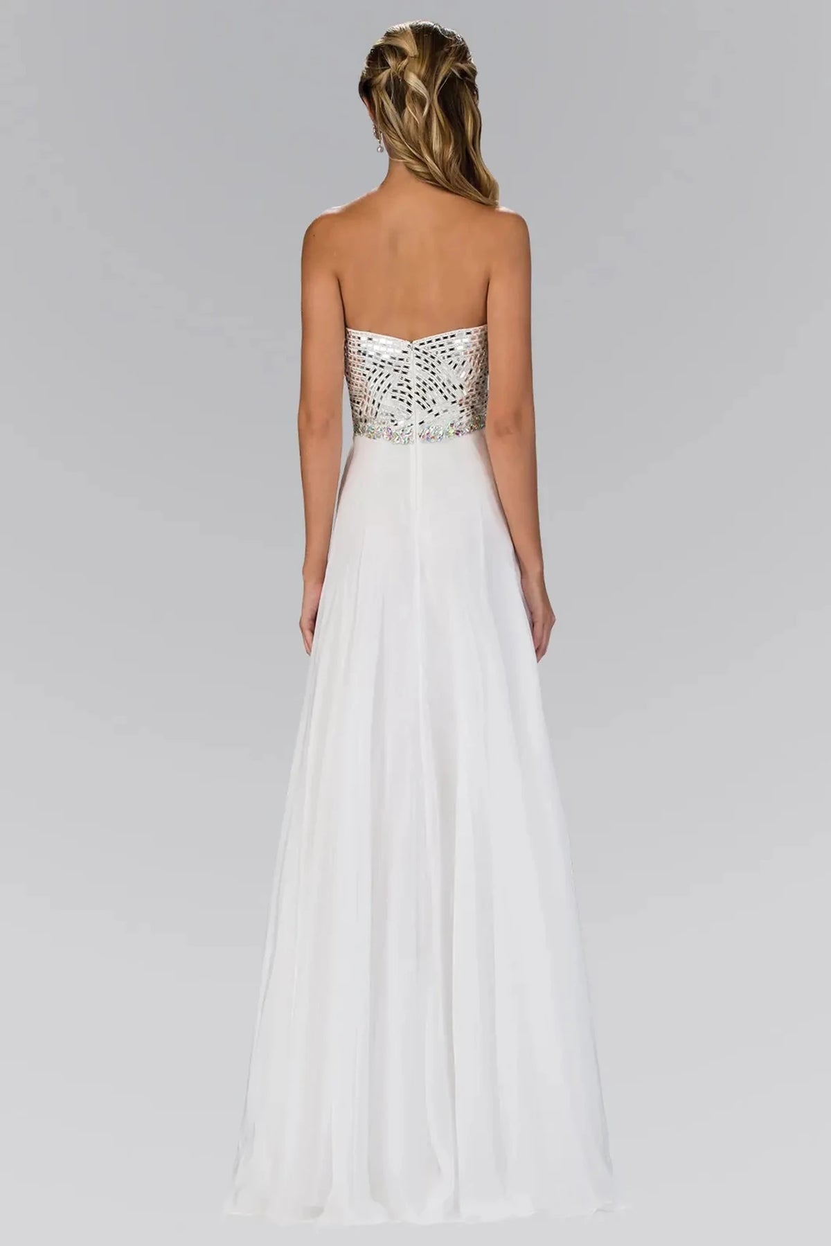Off White prom evening dress full back with open back