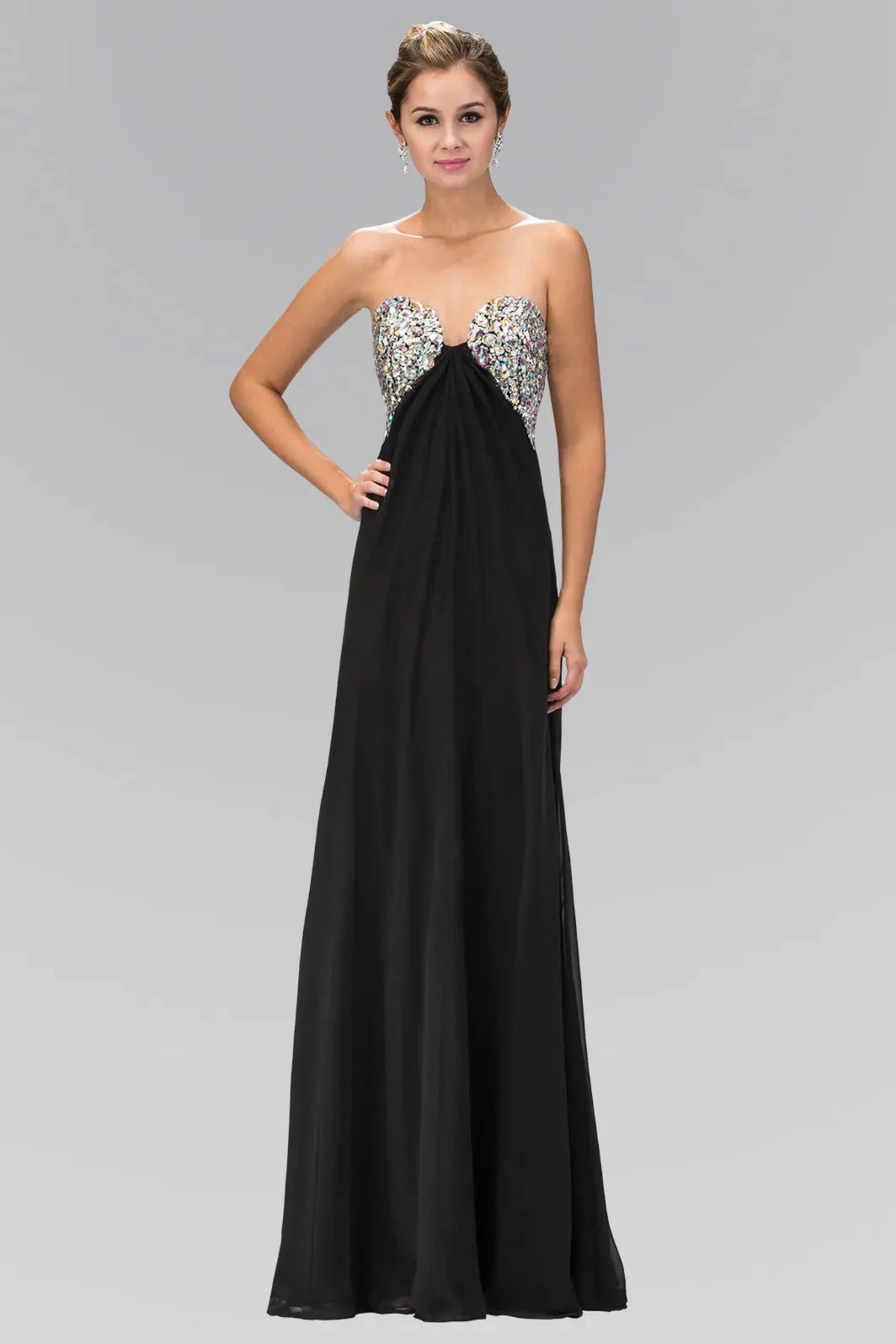 Black prom evening dress full back with open back