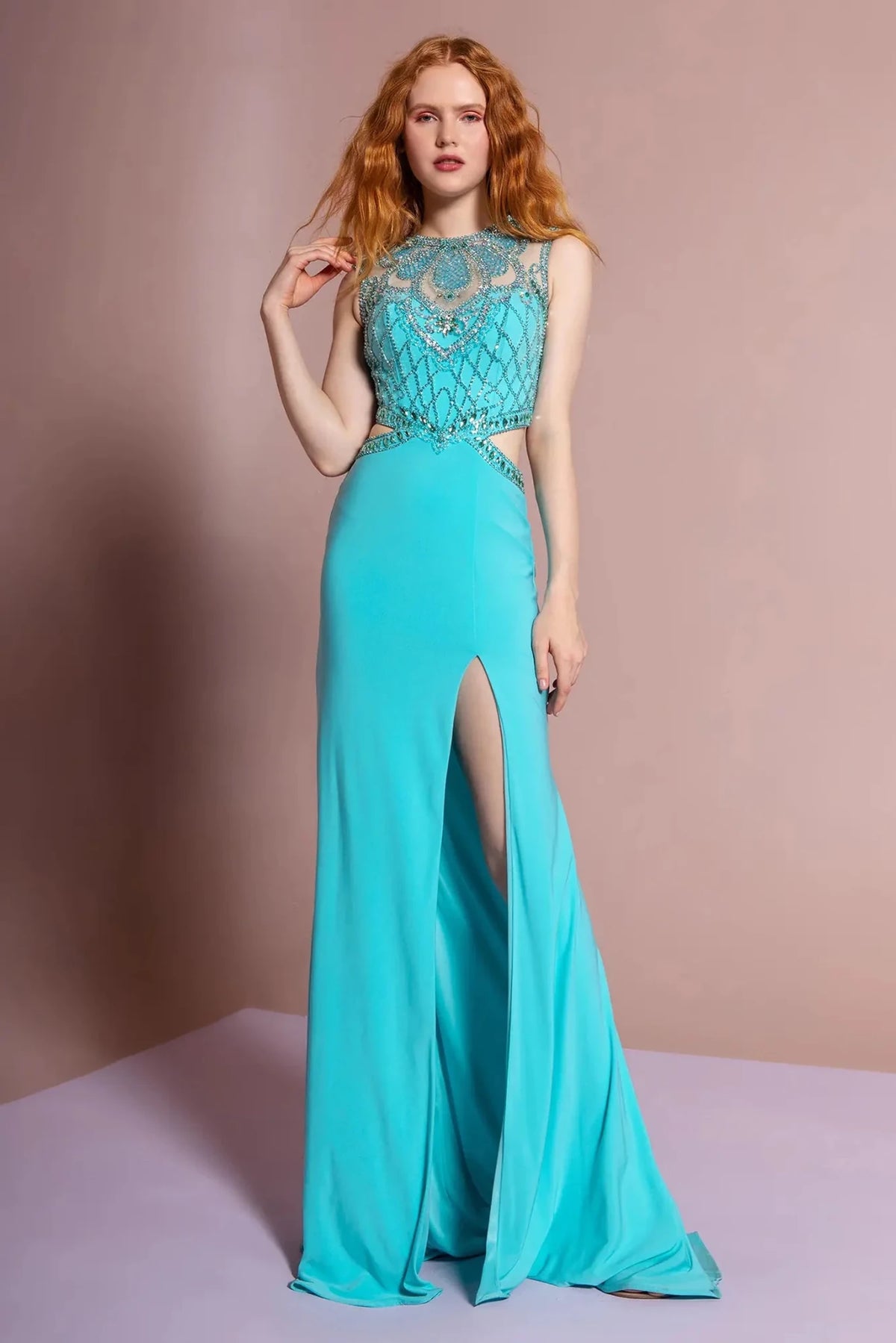 Tiffany beaded prom evening dress full front
