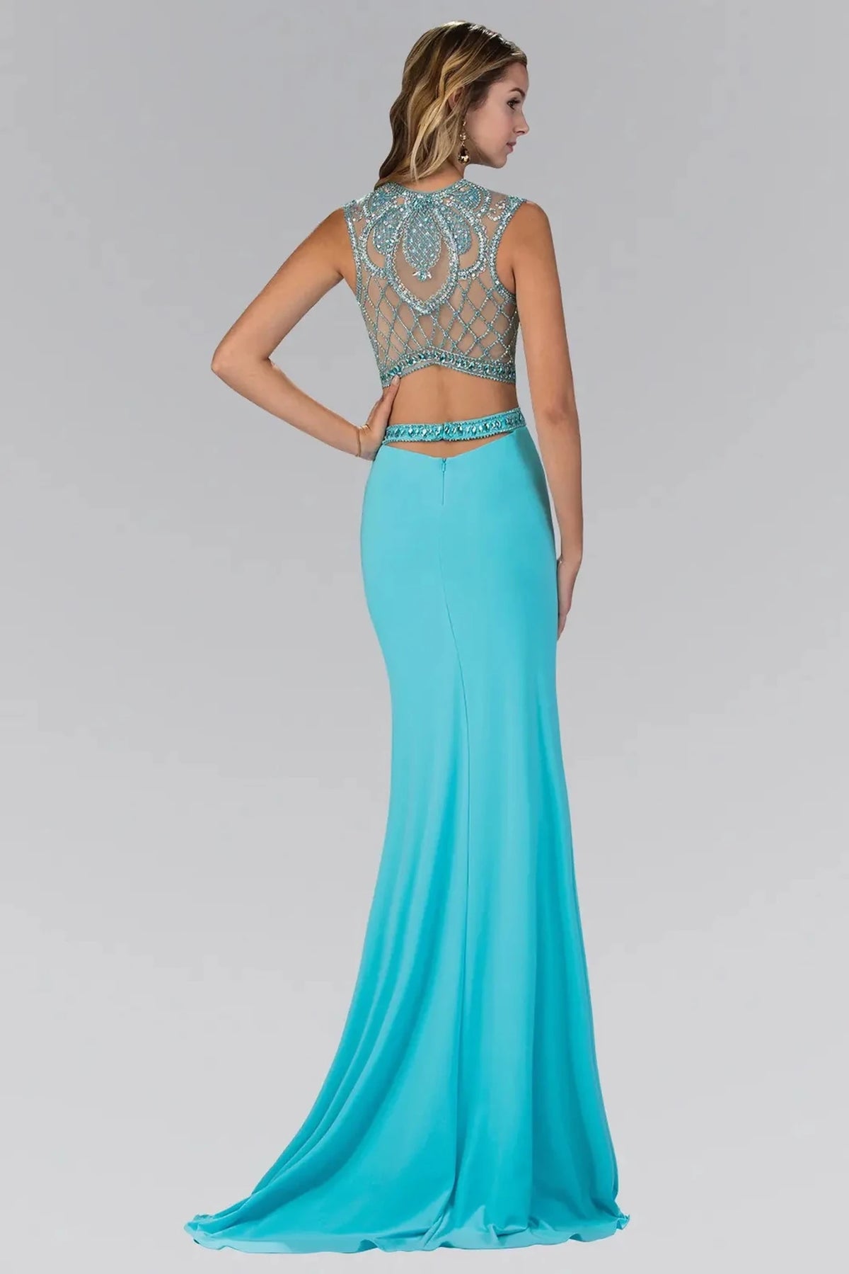 Tiffany prom evening dress full back with sheer back