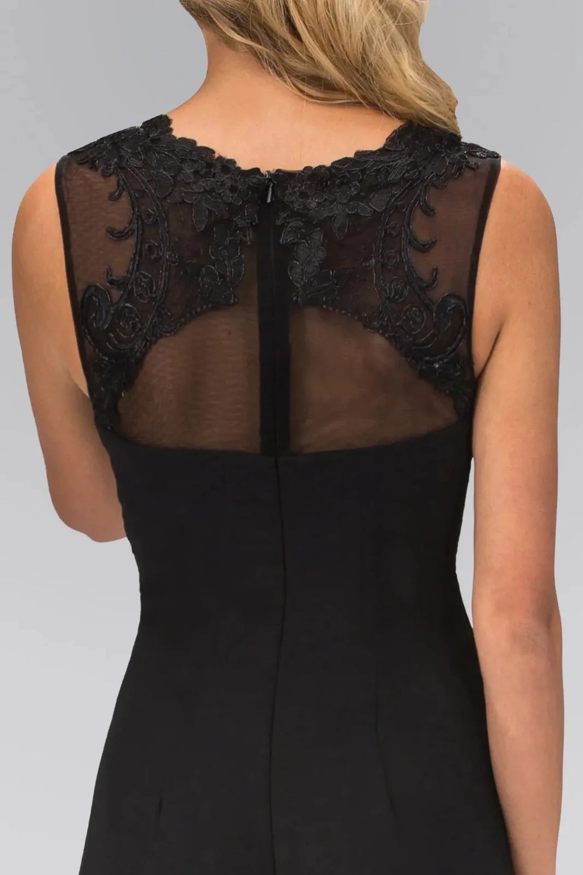 Black prom evening dress a-line skirt detail