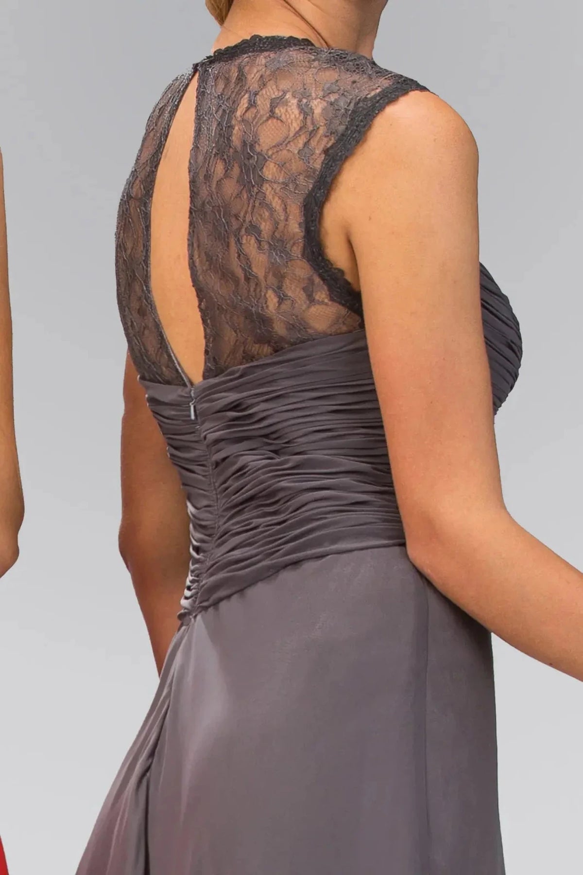 Charcoal prom evening dress empire skirt detail