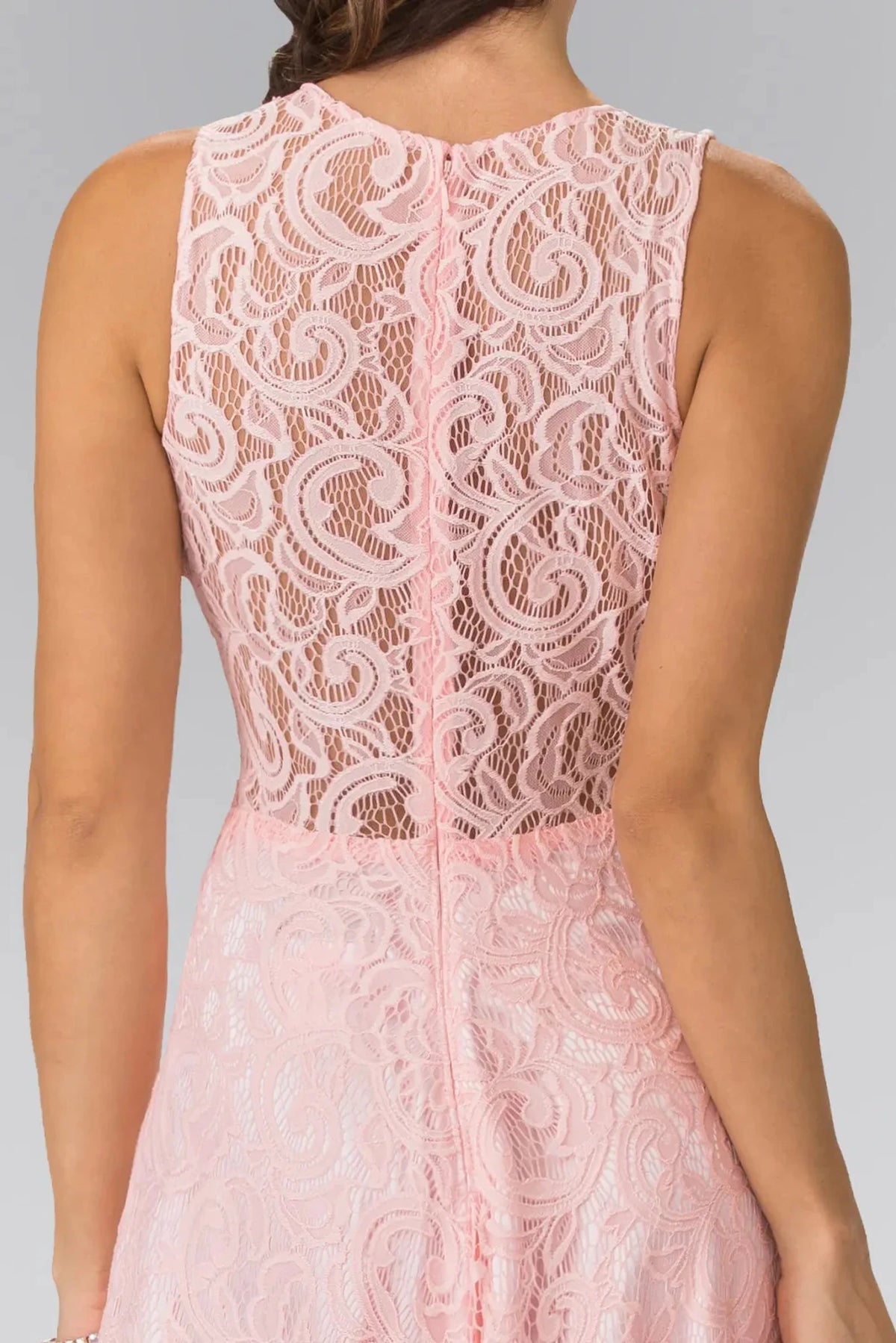 Blush prom evening dress a-line skirt detail