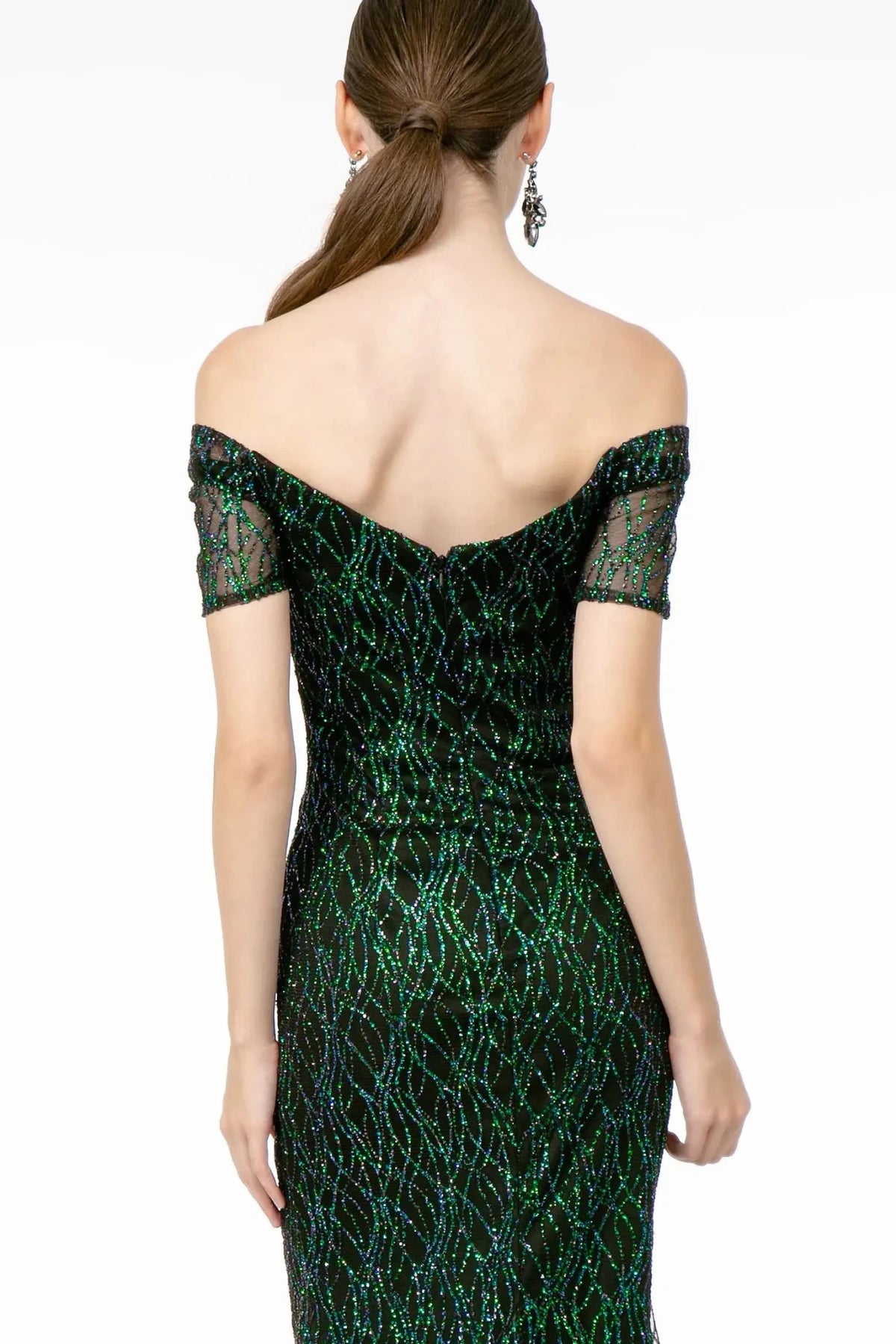 Black/Green prom evening dress mermaid skirt detail