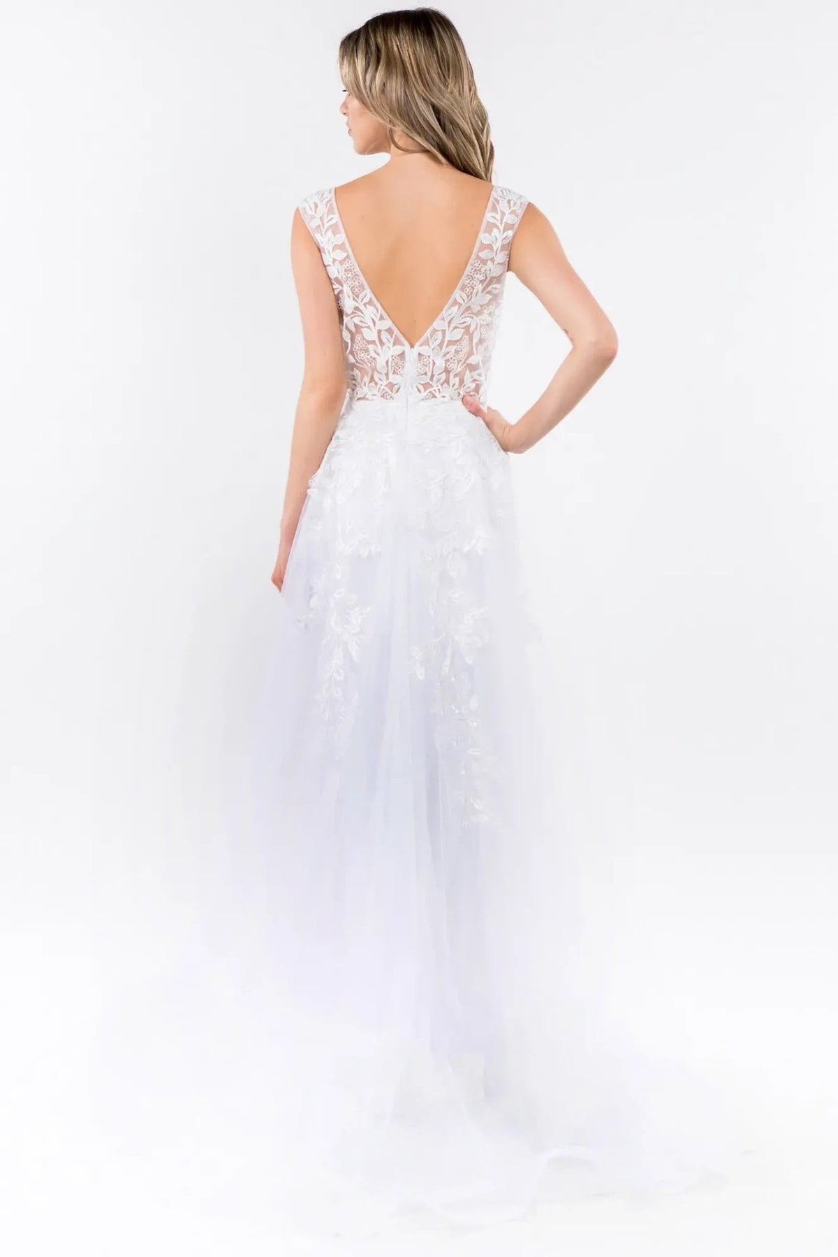 Off White embellished embroidery 3d detail floral formal dress side detail