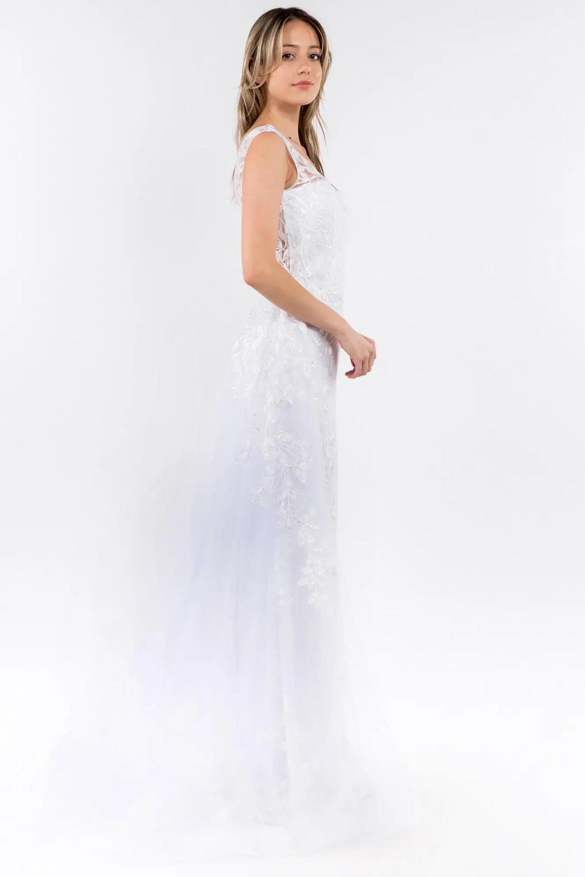 Off White embellished embroidery 3d detail floral formal dress detail