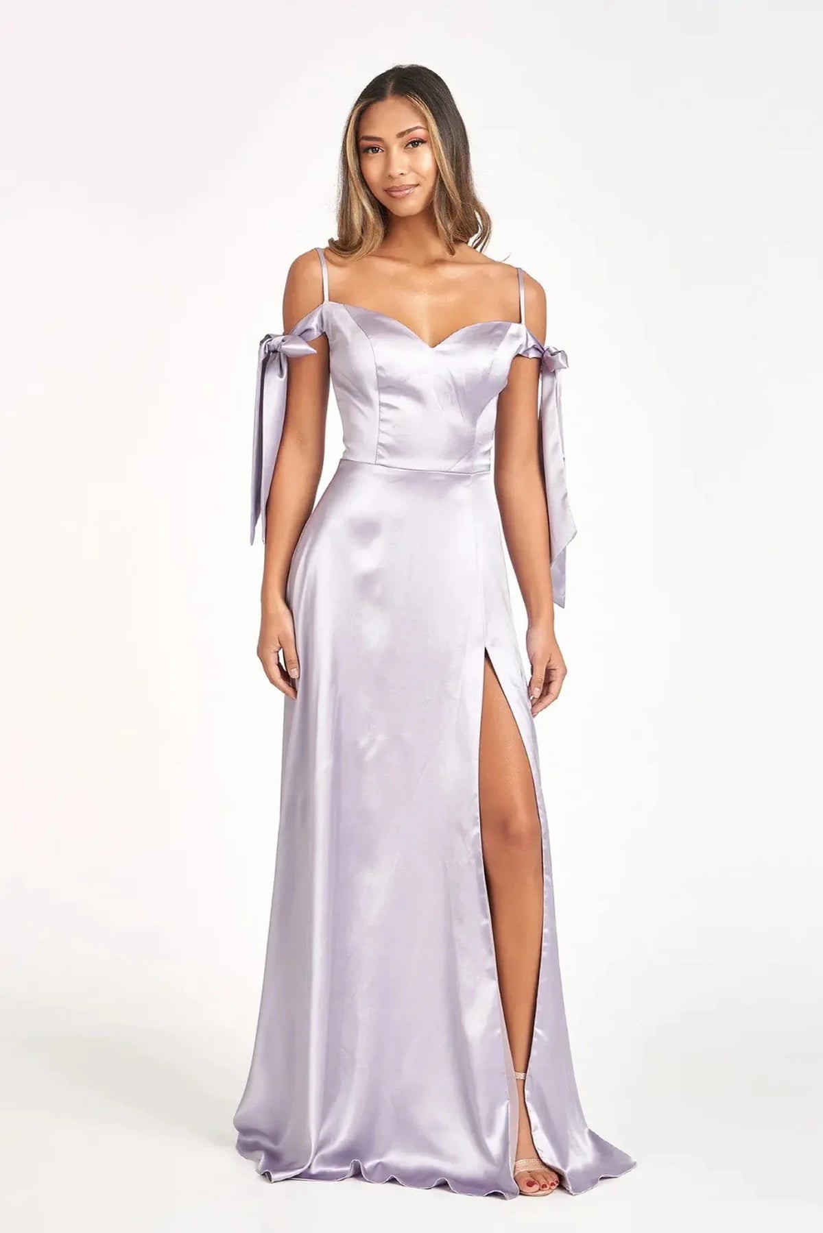 Silver sweetheart prom evening dress full front