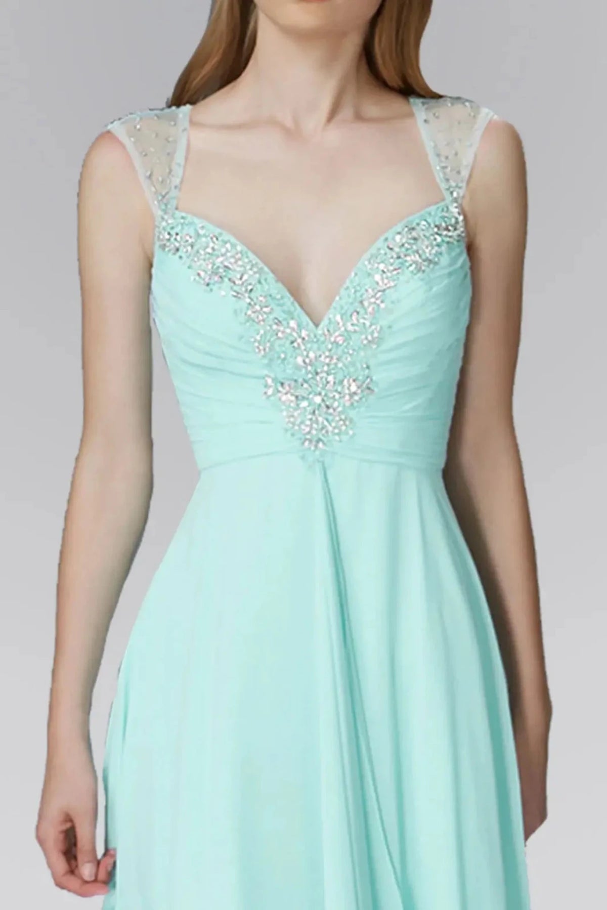 Blue prom evening dress full back with open back
