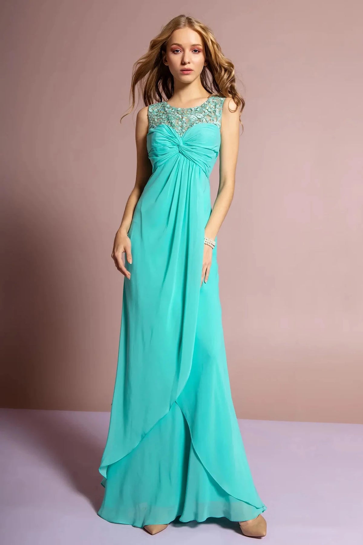 Tiffany beaded prom evening dress full front