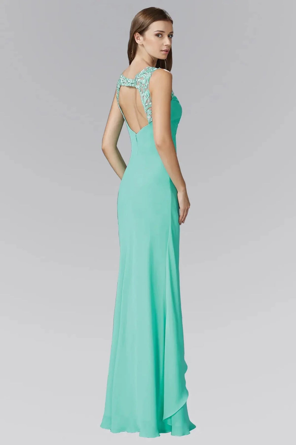 Tiffany prom evening dress full back with open back