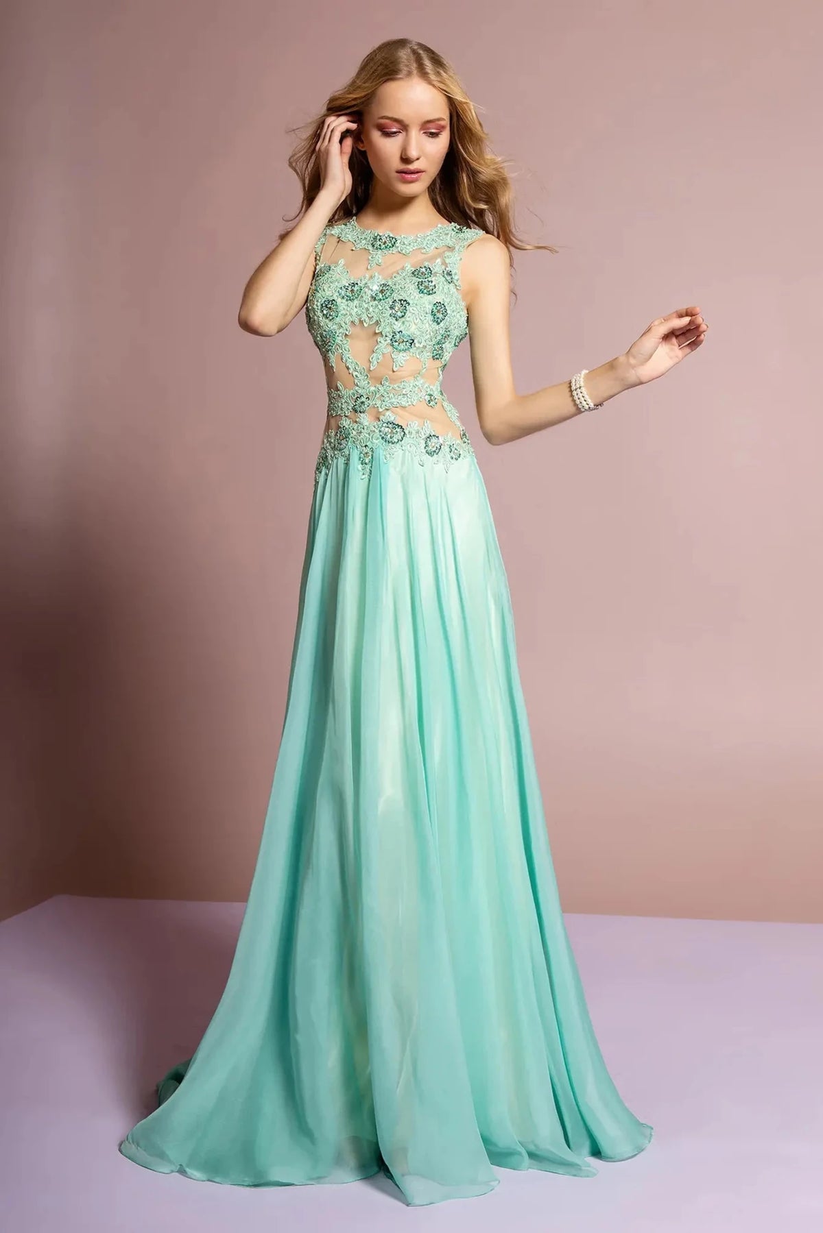 Tiffany beaded prom evening dress full front