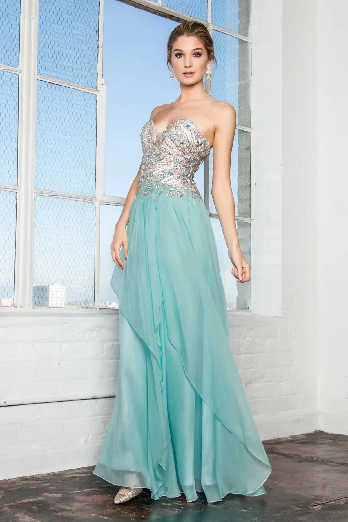 Tiffany sequin strapless prom evening dress full front