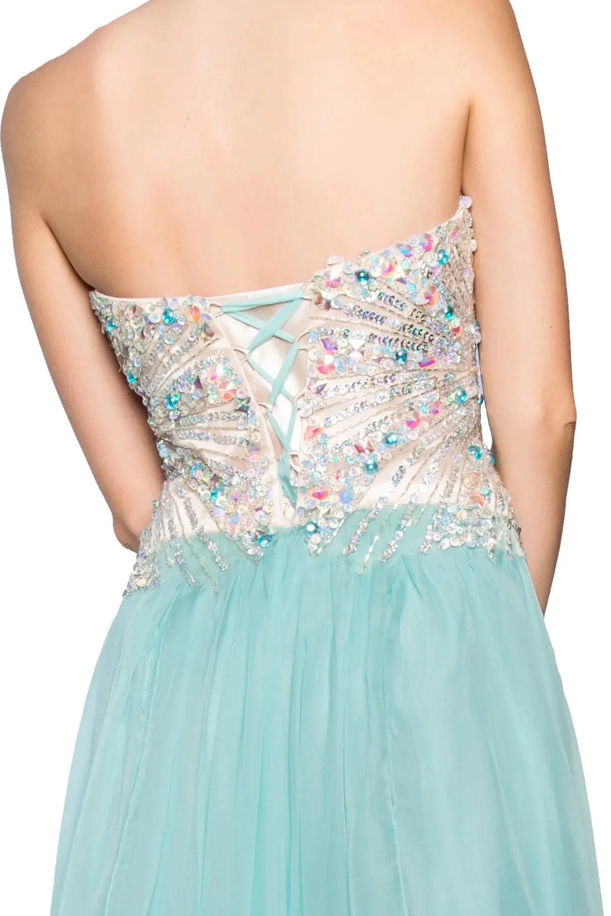 Tiffany prom evening dress a-line skirt detail