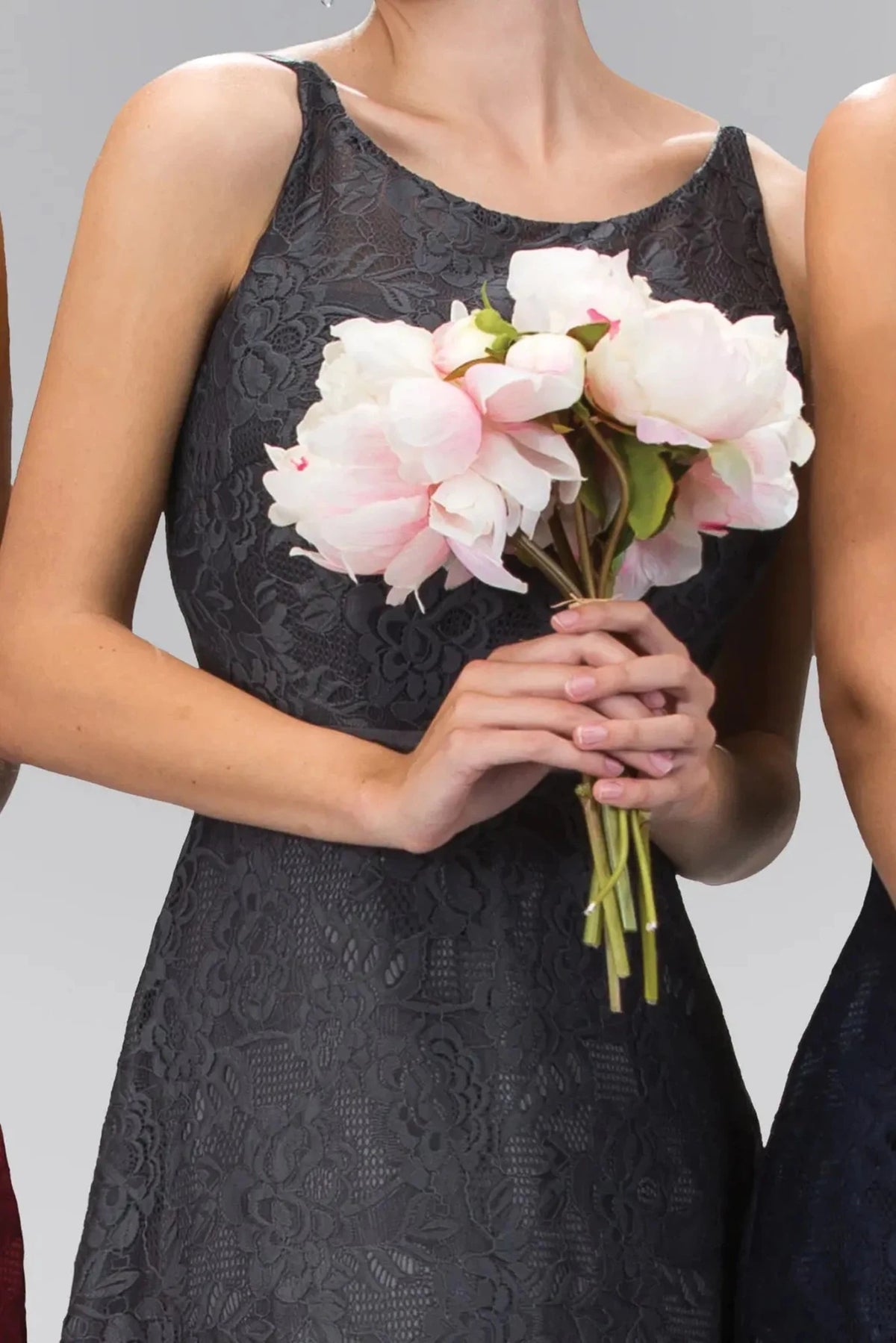 Charcoal spaghetti-strap prom evening dress full front