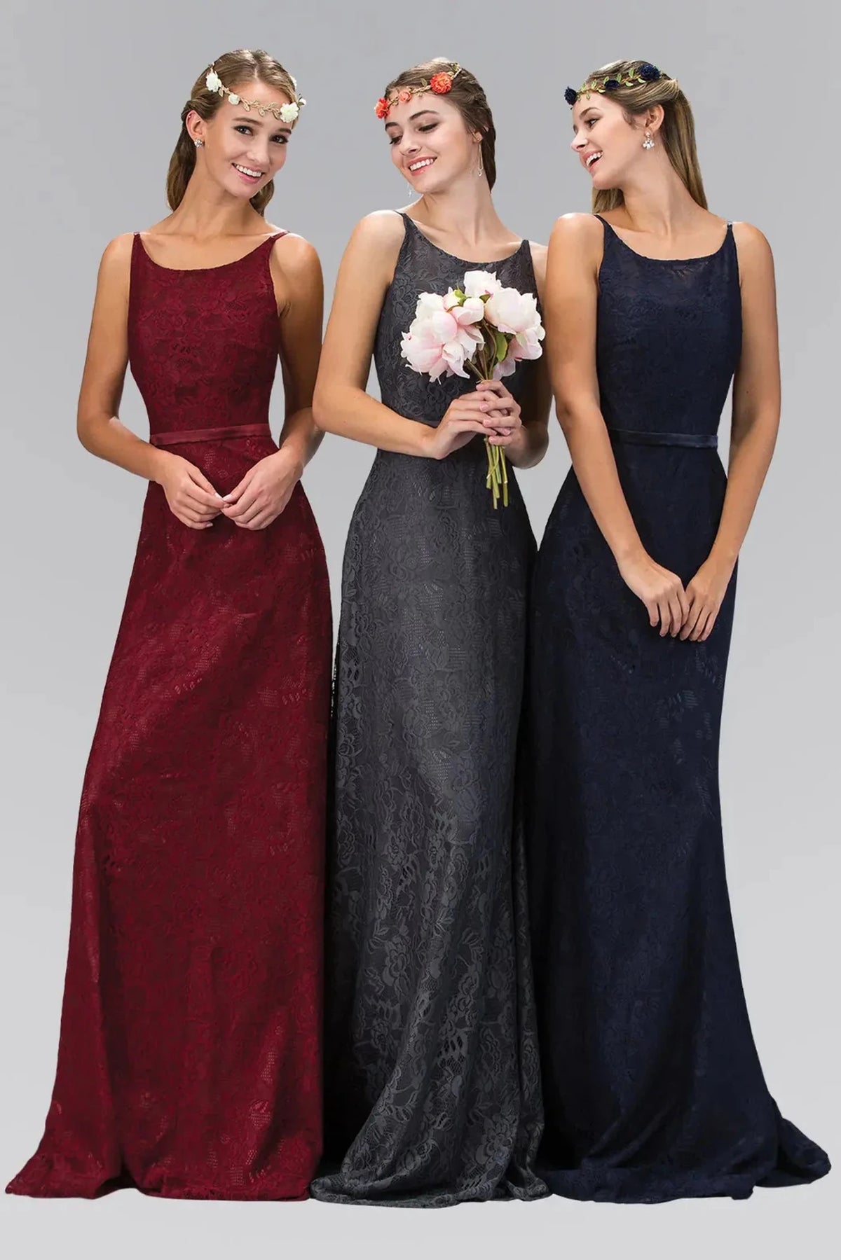 Charcoal prom evening dress full back with open back