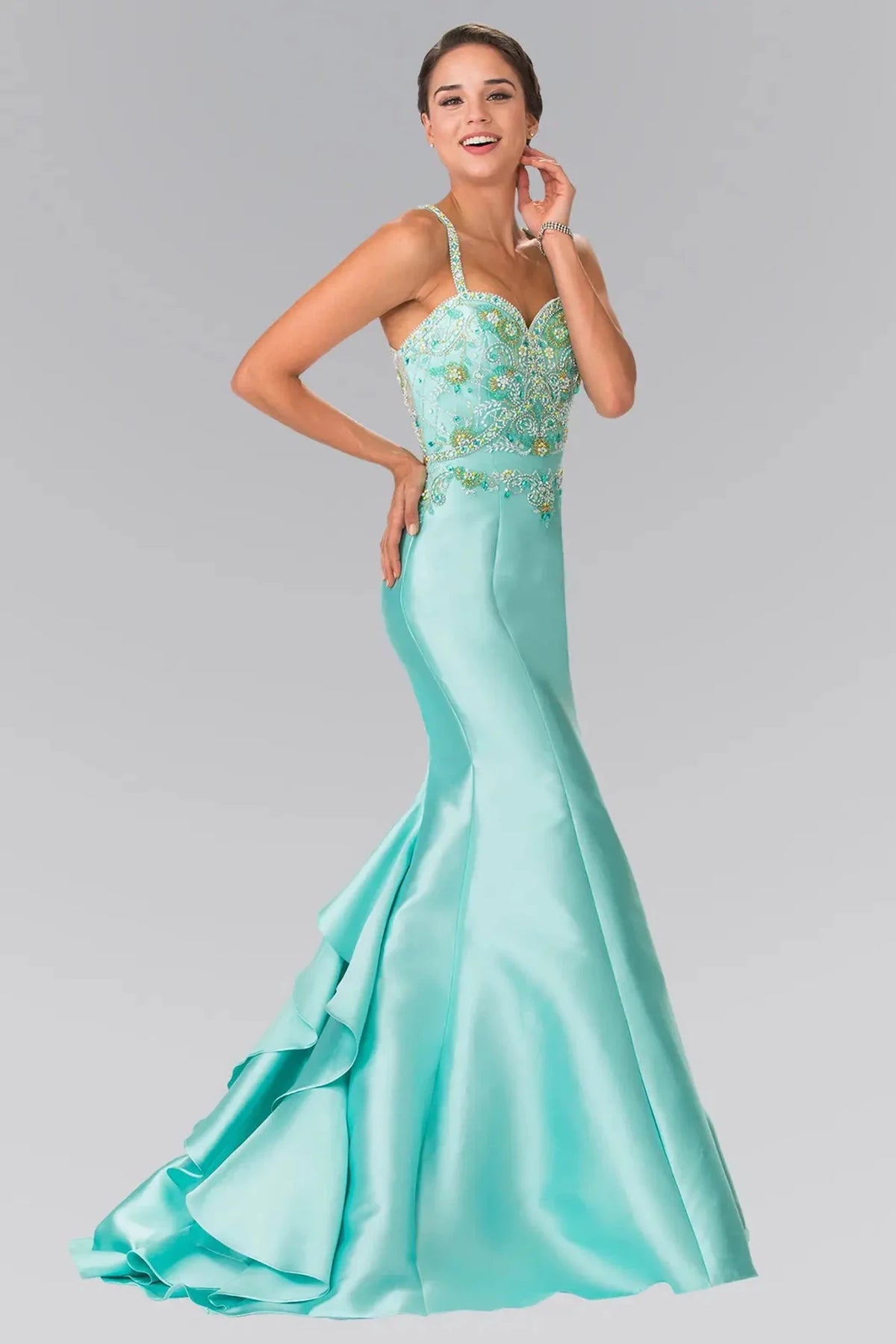 Tiffany beaded prom evening dress full front