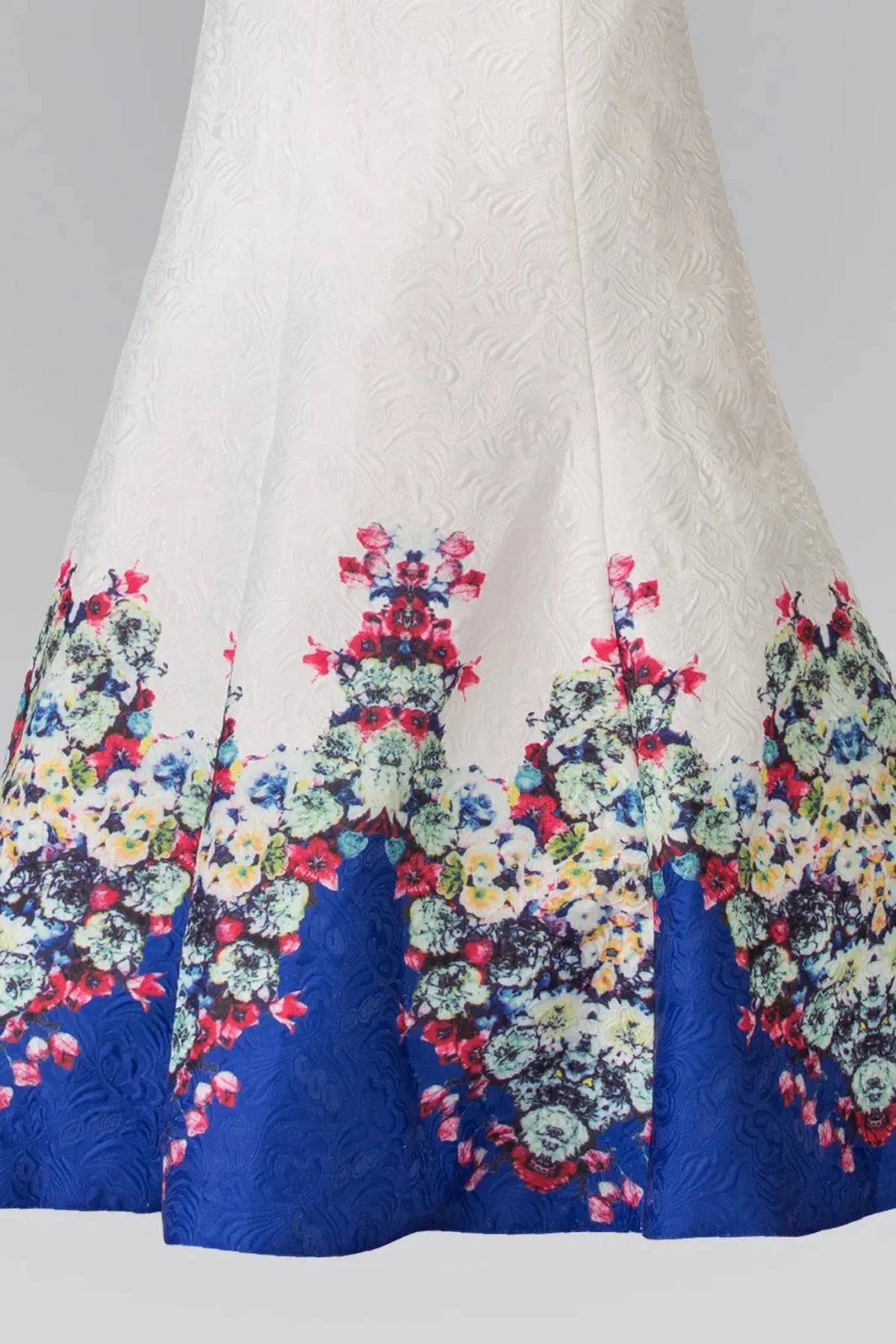 Ivory prom evening dress trumpet skirt detail