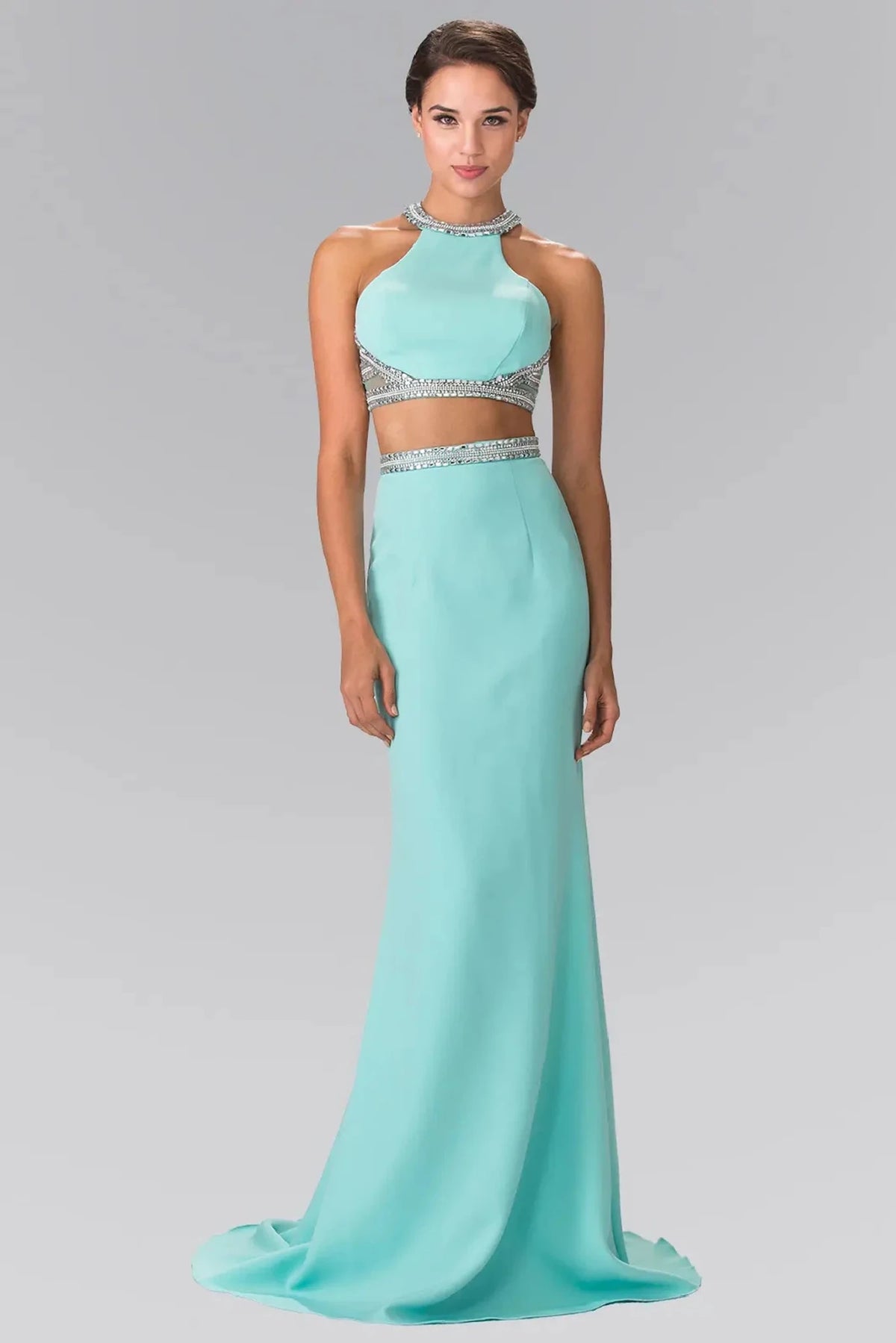 Tiffany beaded prom evening dress full front
