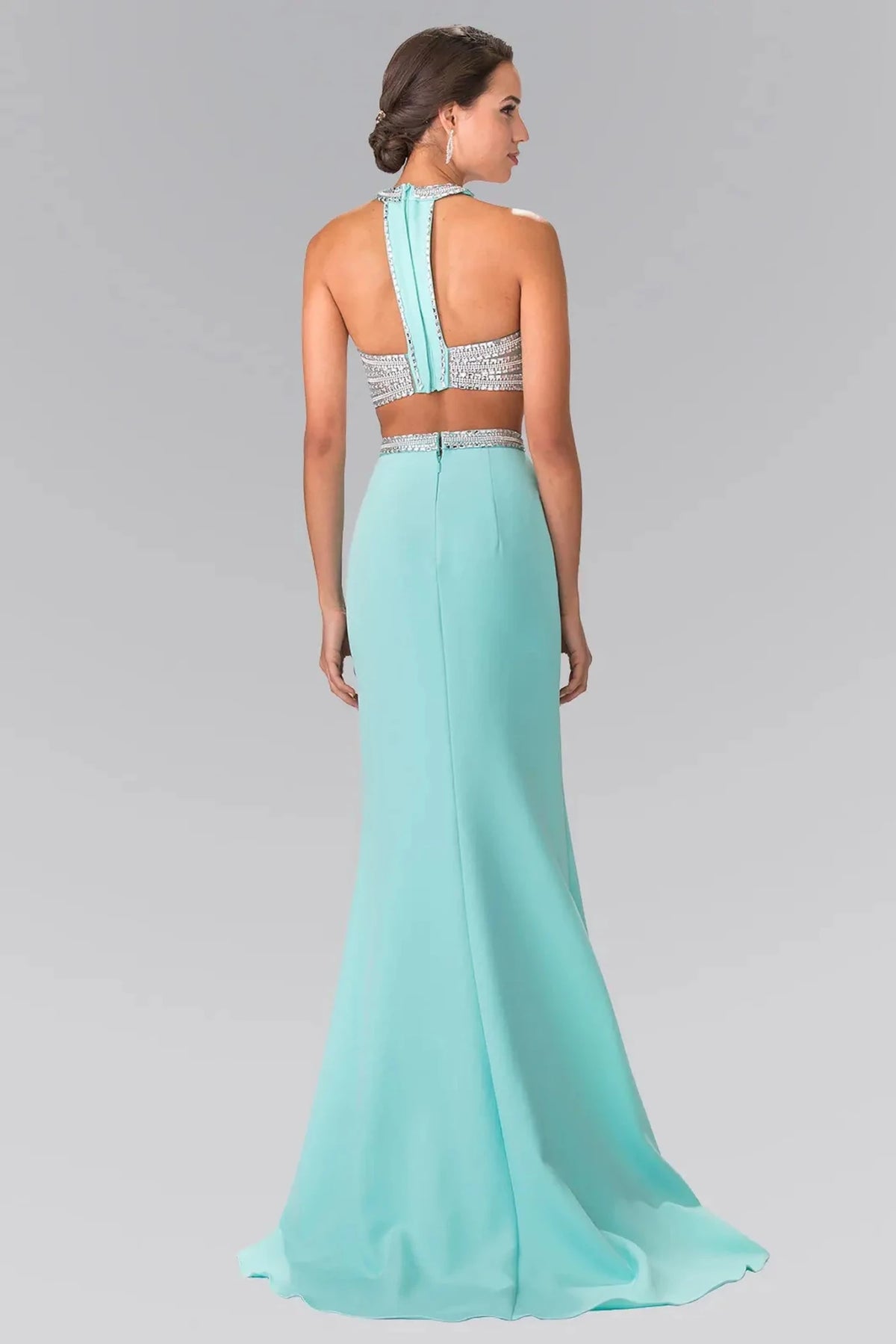 Tiffany prom evening dress full back with open back