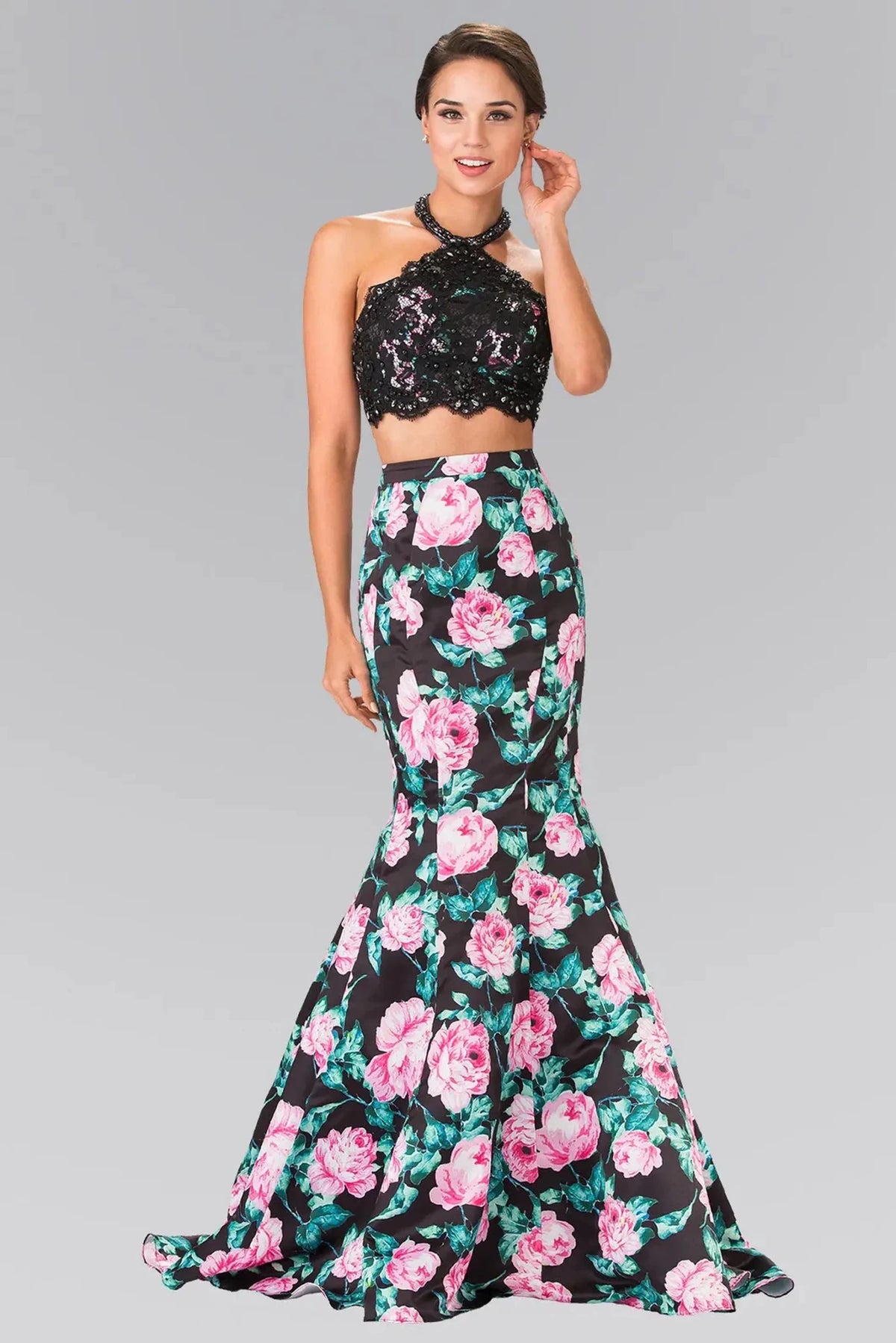 Black prom evening dress full back with open back