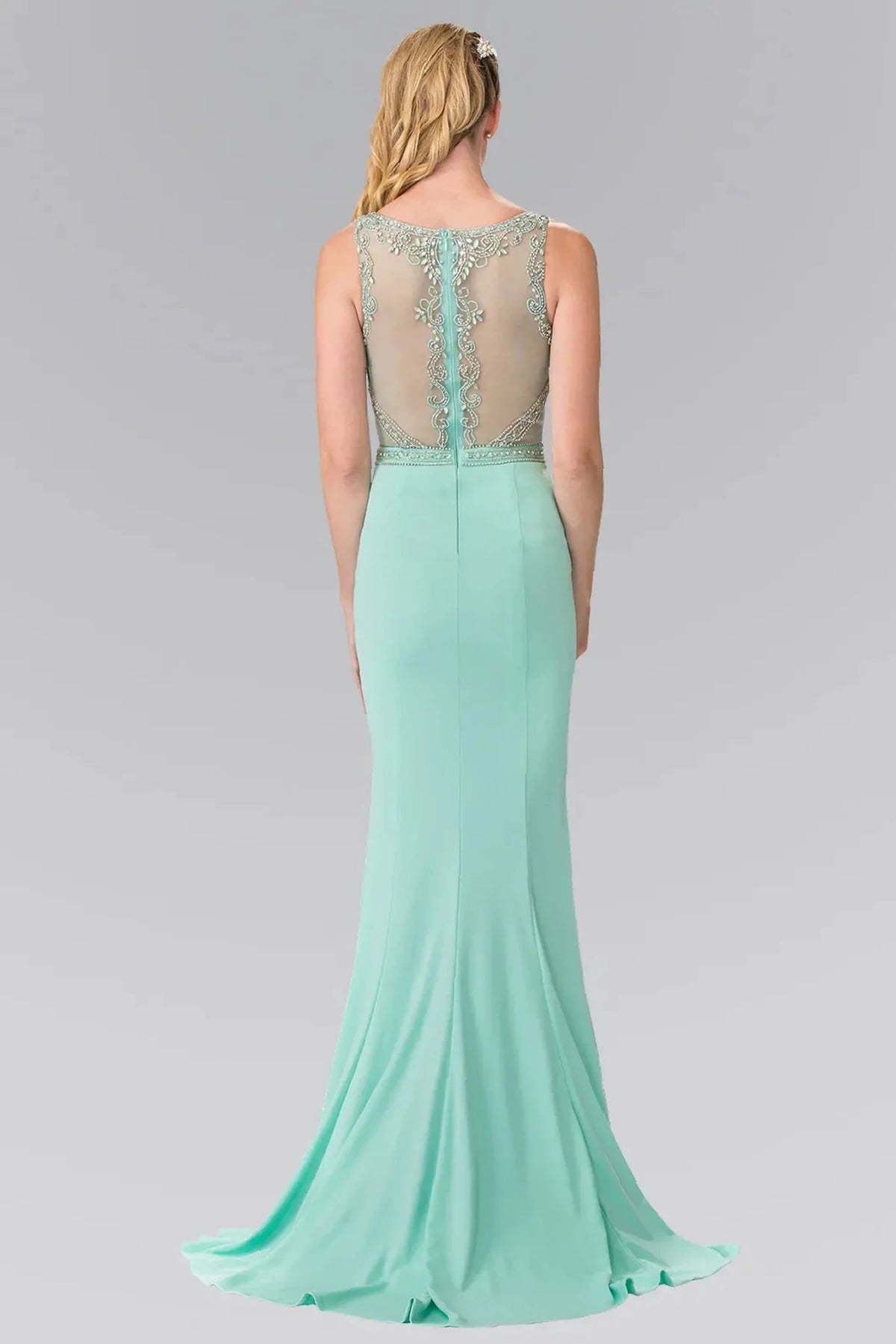 Tiffany prom evening dress full back with sheer back