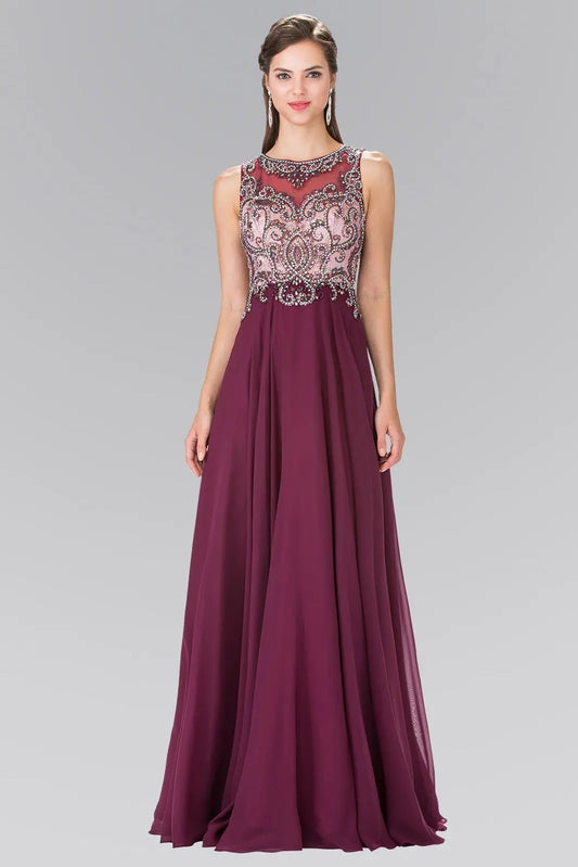 Skirt detail shows eggplant beading embellished sequins formal dress skirt detail.