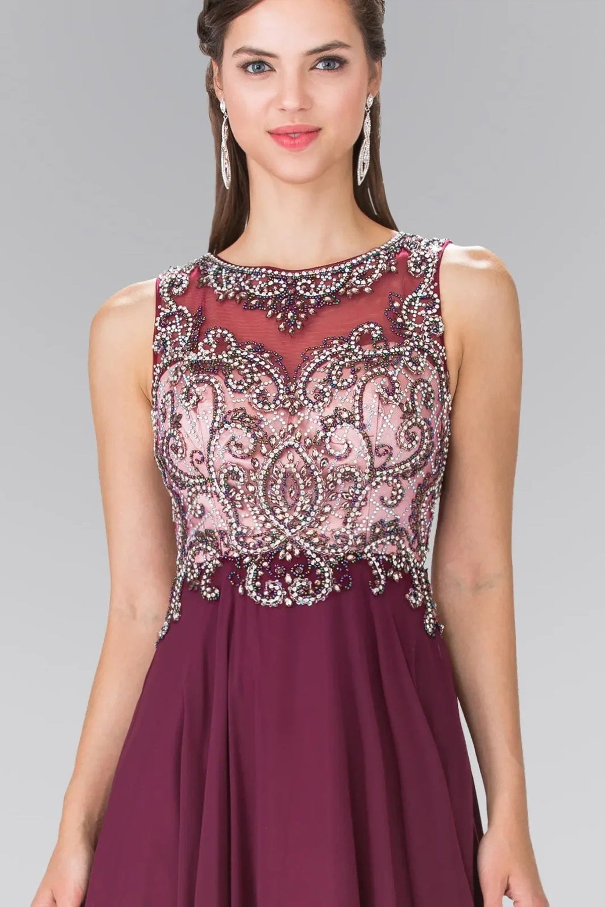 Eggplant beading embellished sequins formal dress back bodice detail