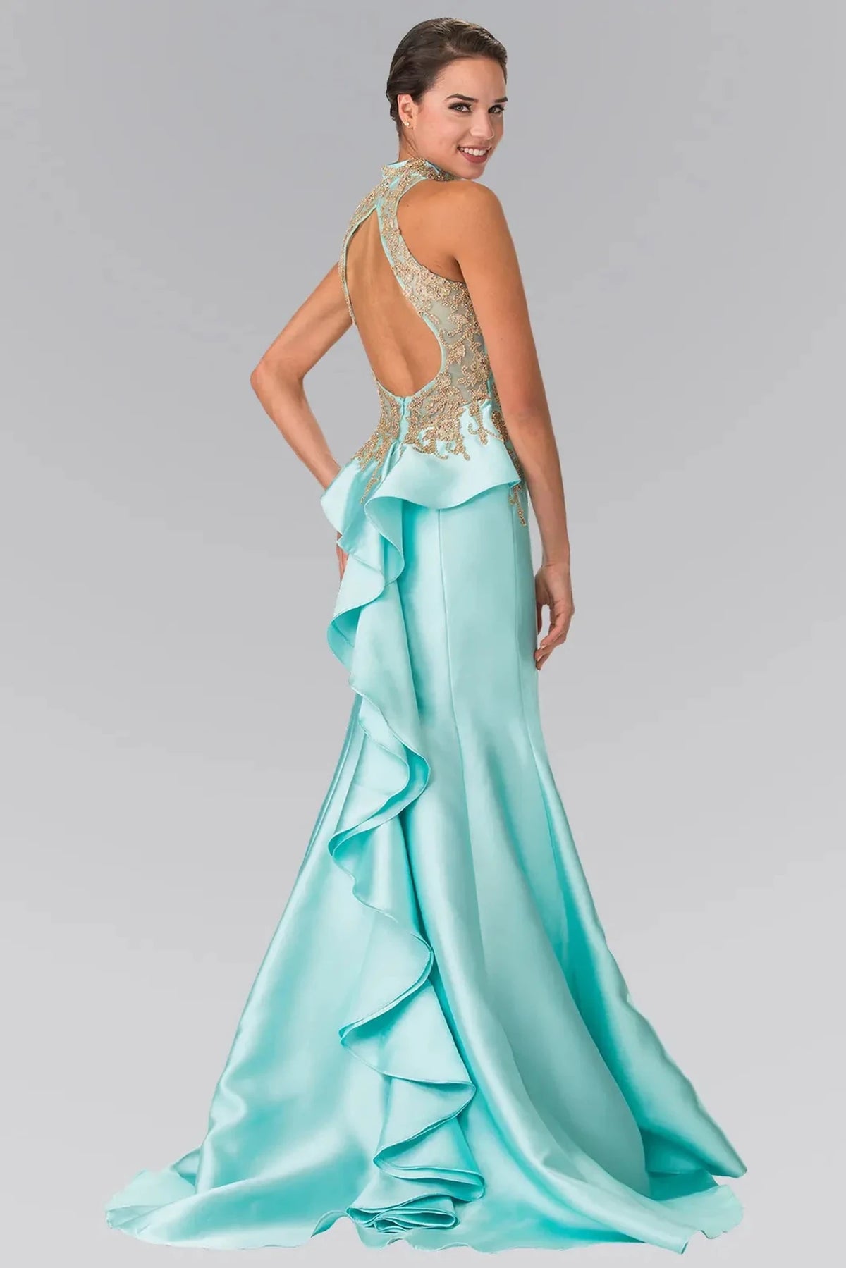 Tiffany prom evening dress full back with open back