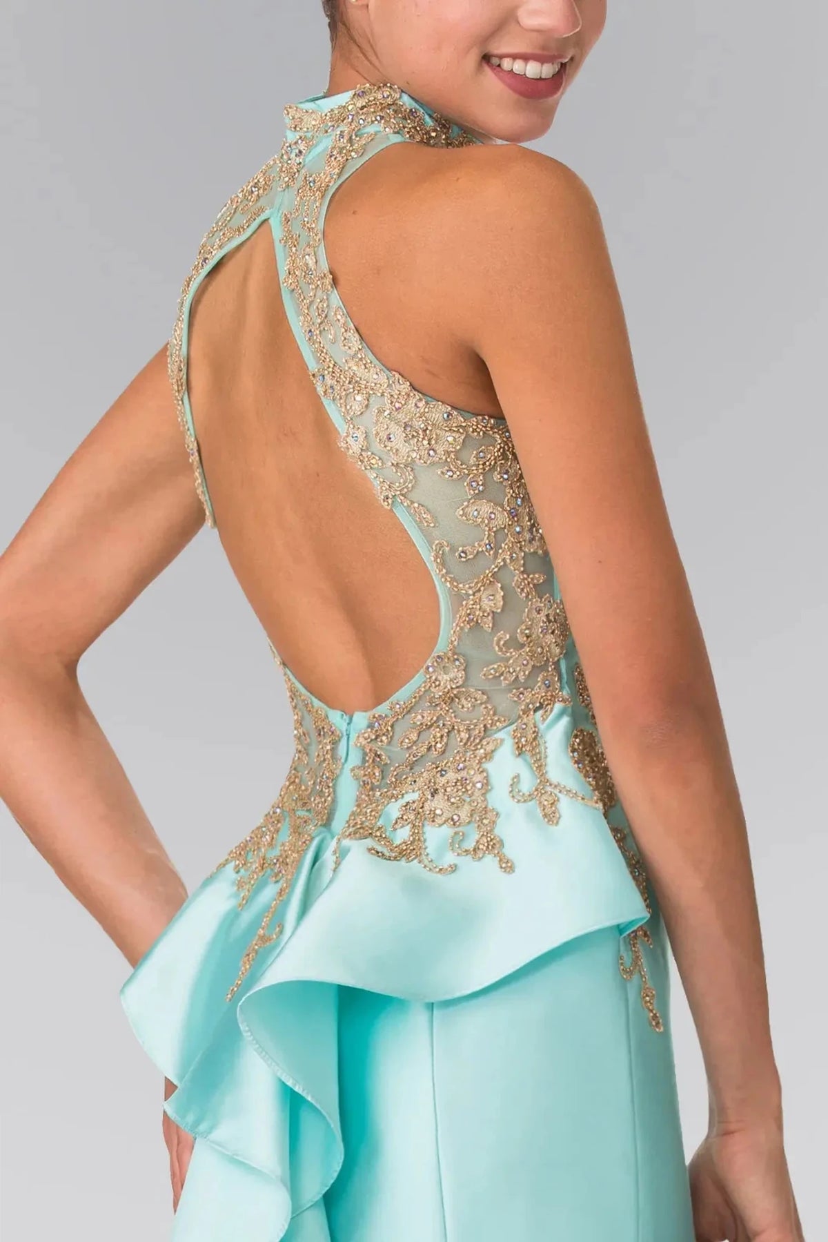 Tiffany prom evening dress mermaid skirt detail
