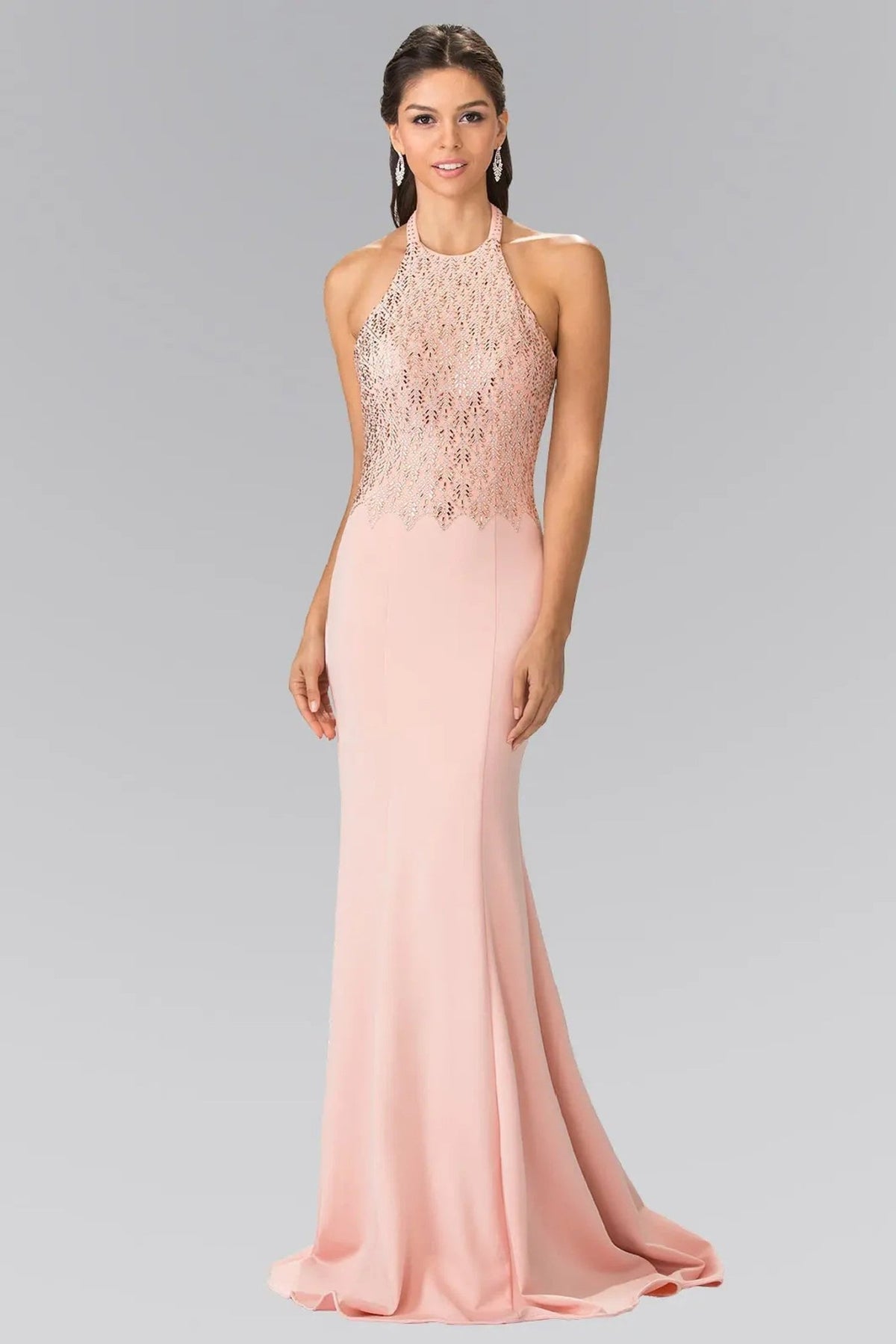 Blush beading formal dress skirt detail
