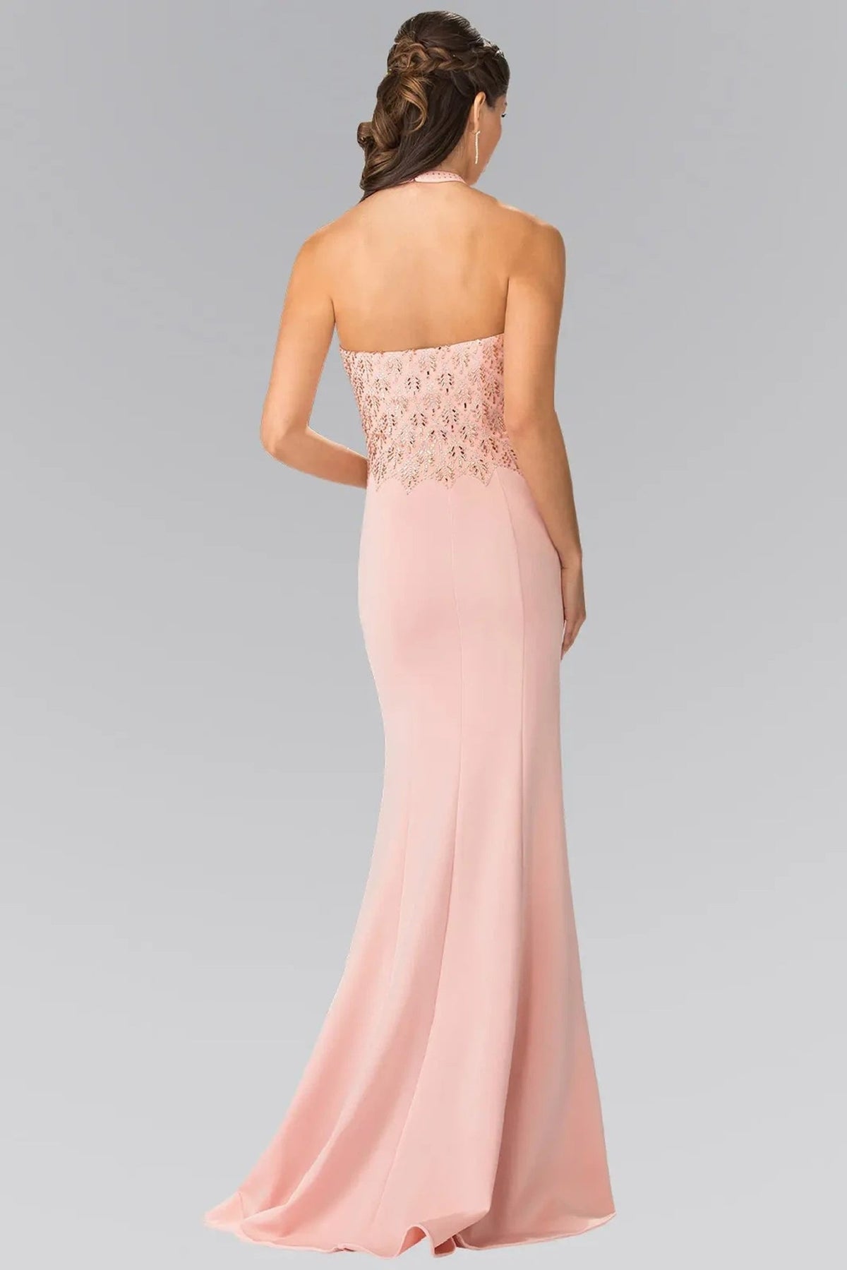 Blush beading formal dress back bodice detail