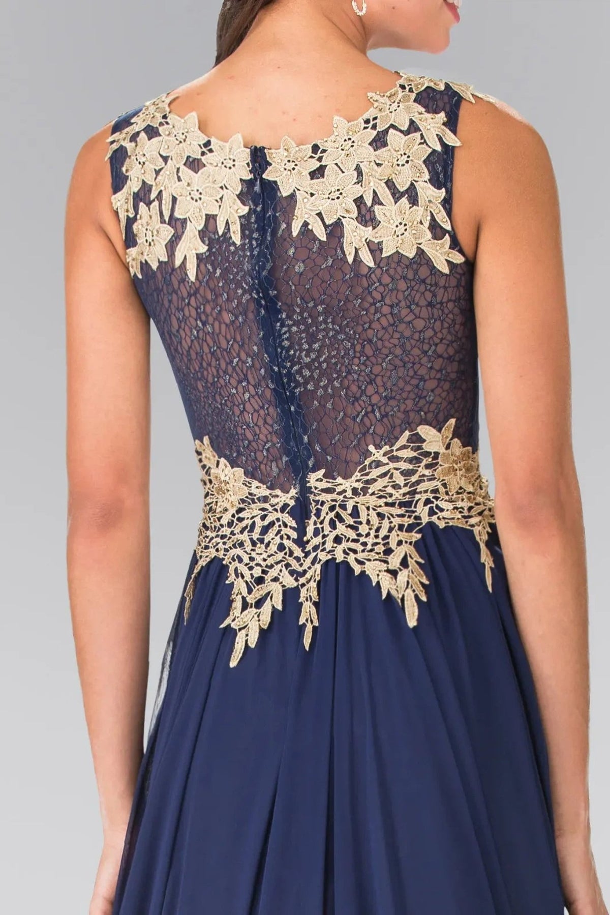 Navy beading 3d detail floral formal dress skirt detail