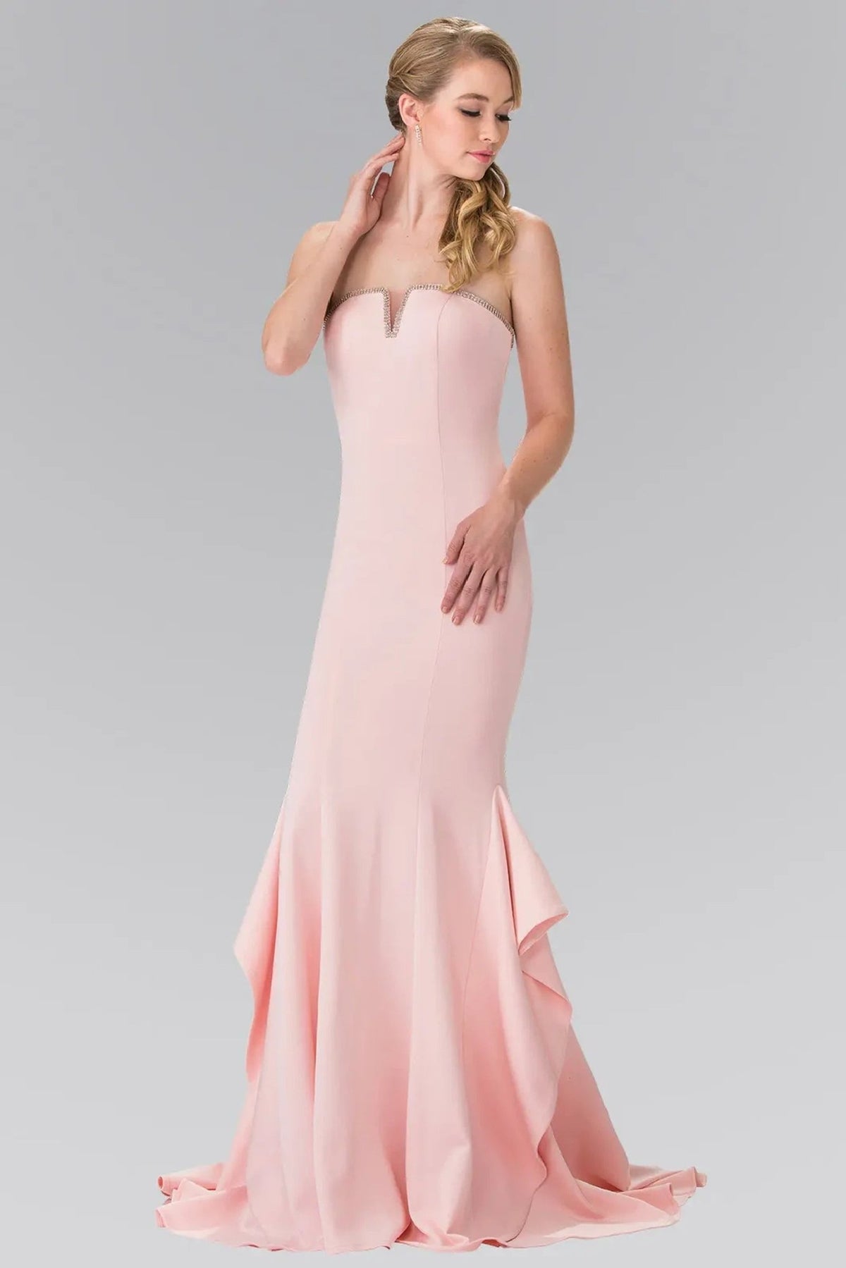 Blush beading embellished formal dress back bodice detail