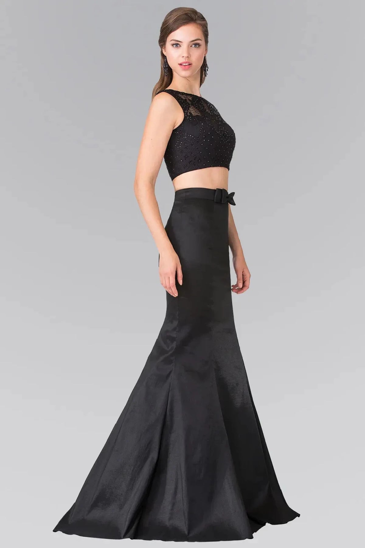 Black prom evening dress full back with back detail