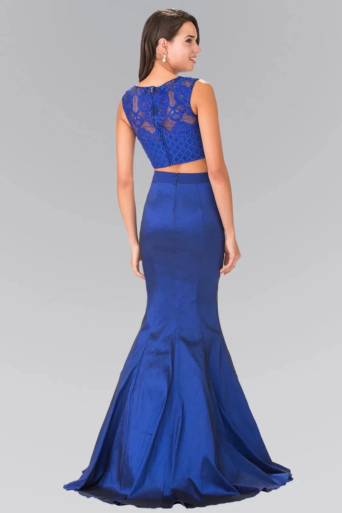 Navy prom evening dress full back with back detail