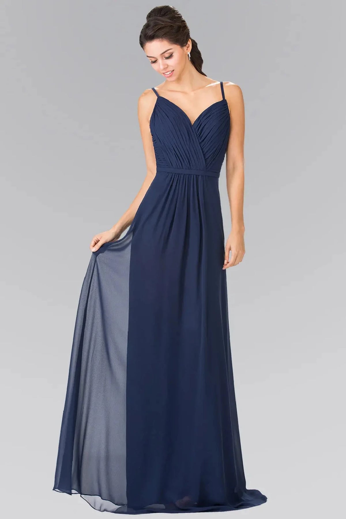 Navy sweetheart prom evening dress full front