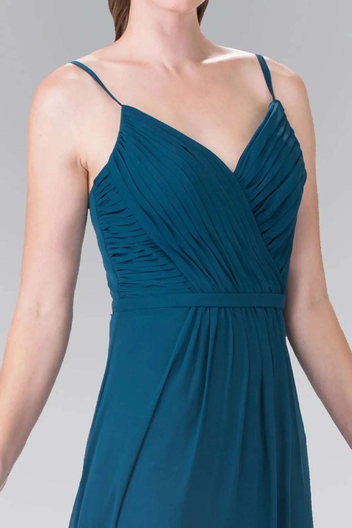 Teal prom evening dress full back with open back