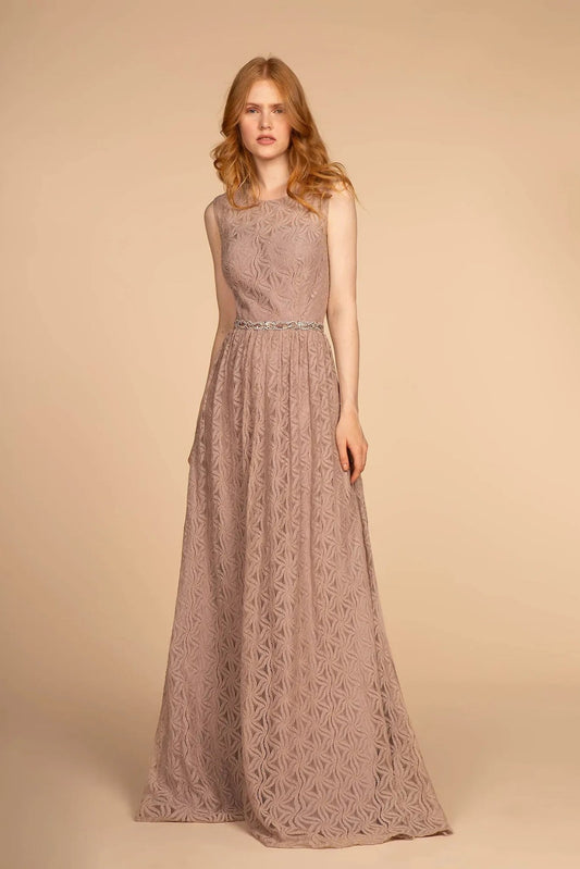 Mauve beading embellished formal dress back bodice detail