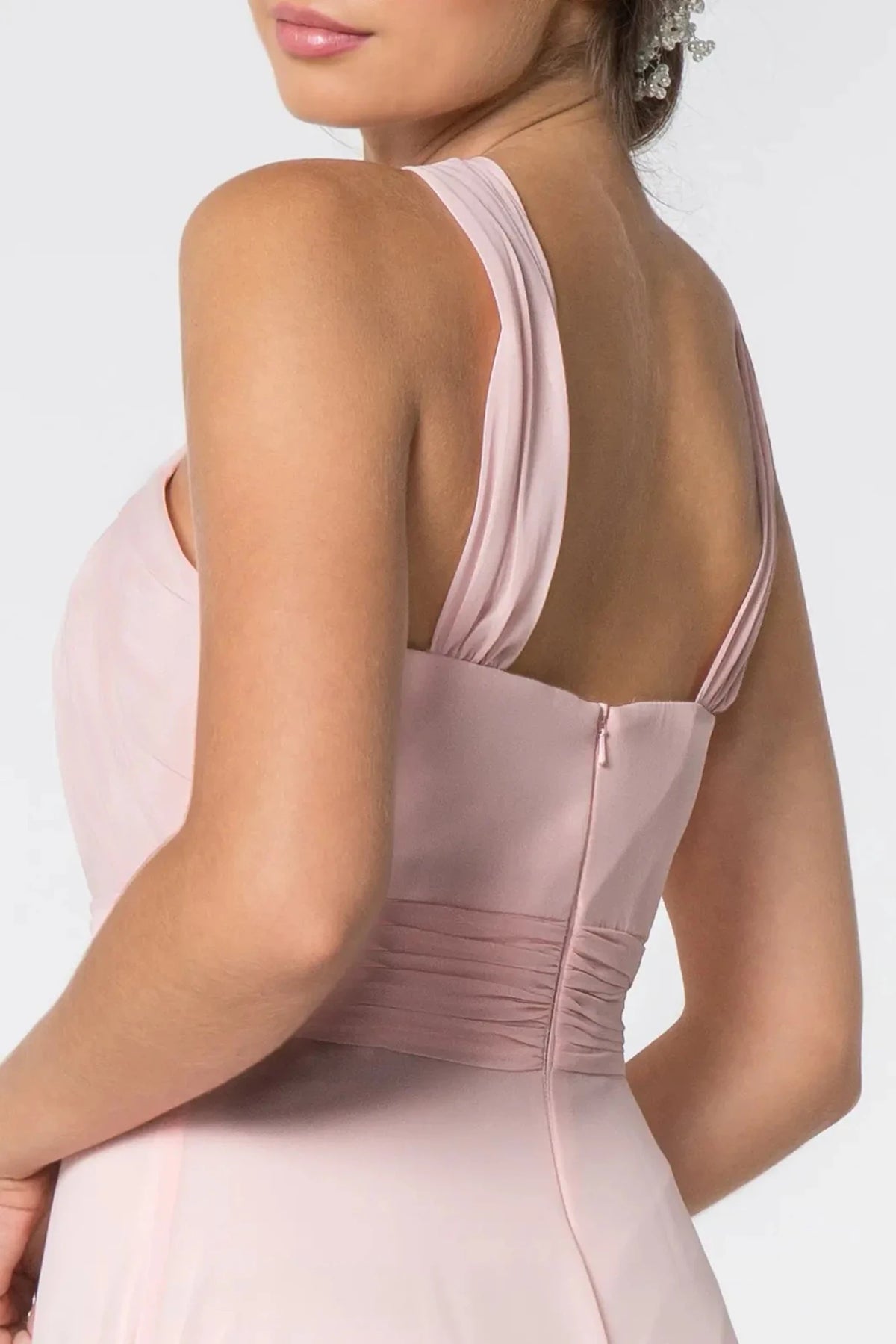 Blush prom evening dress a-line skirt detail