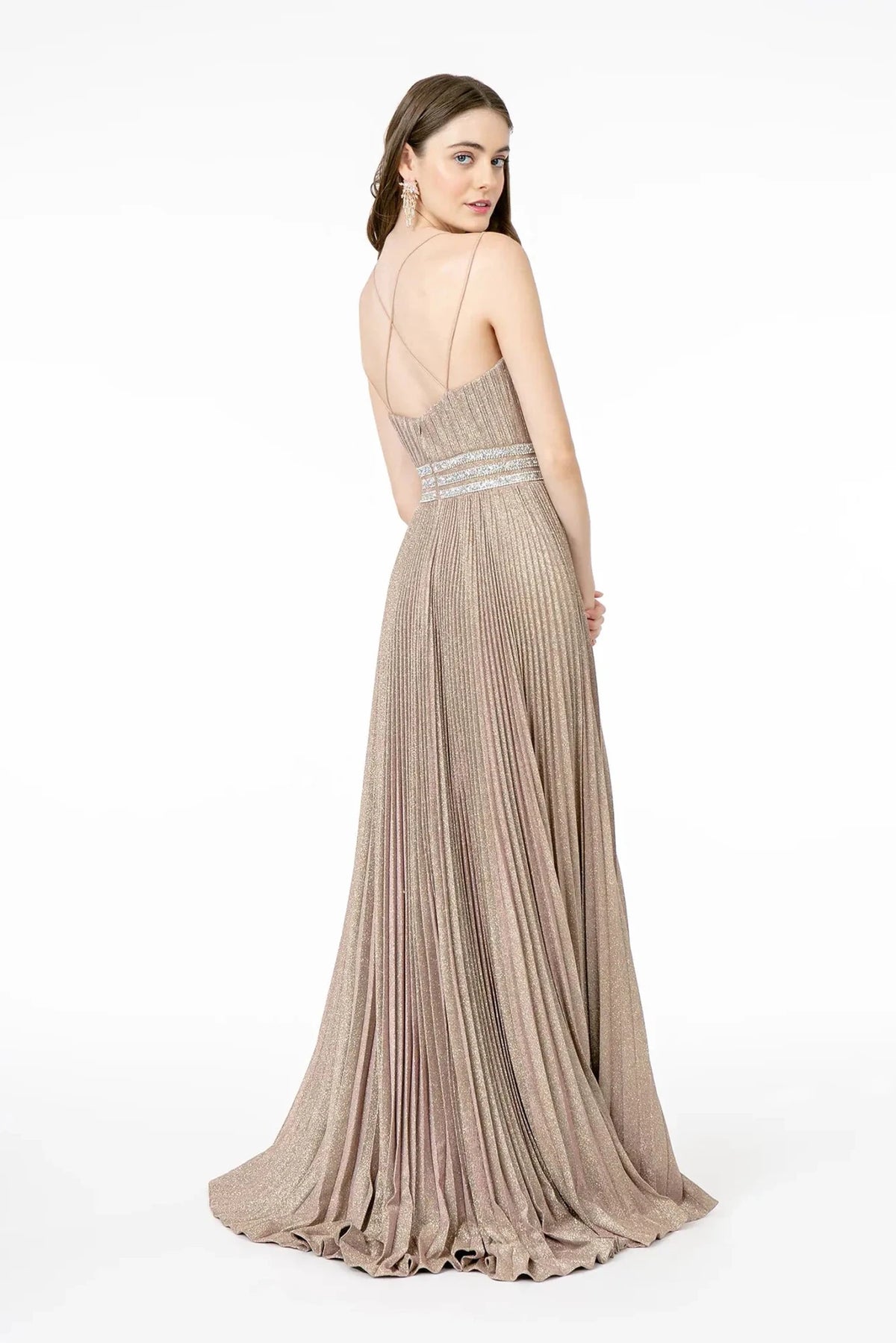 Mauve prom evening dress full back with open back