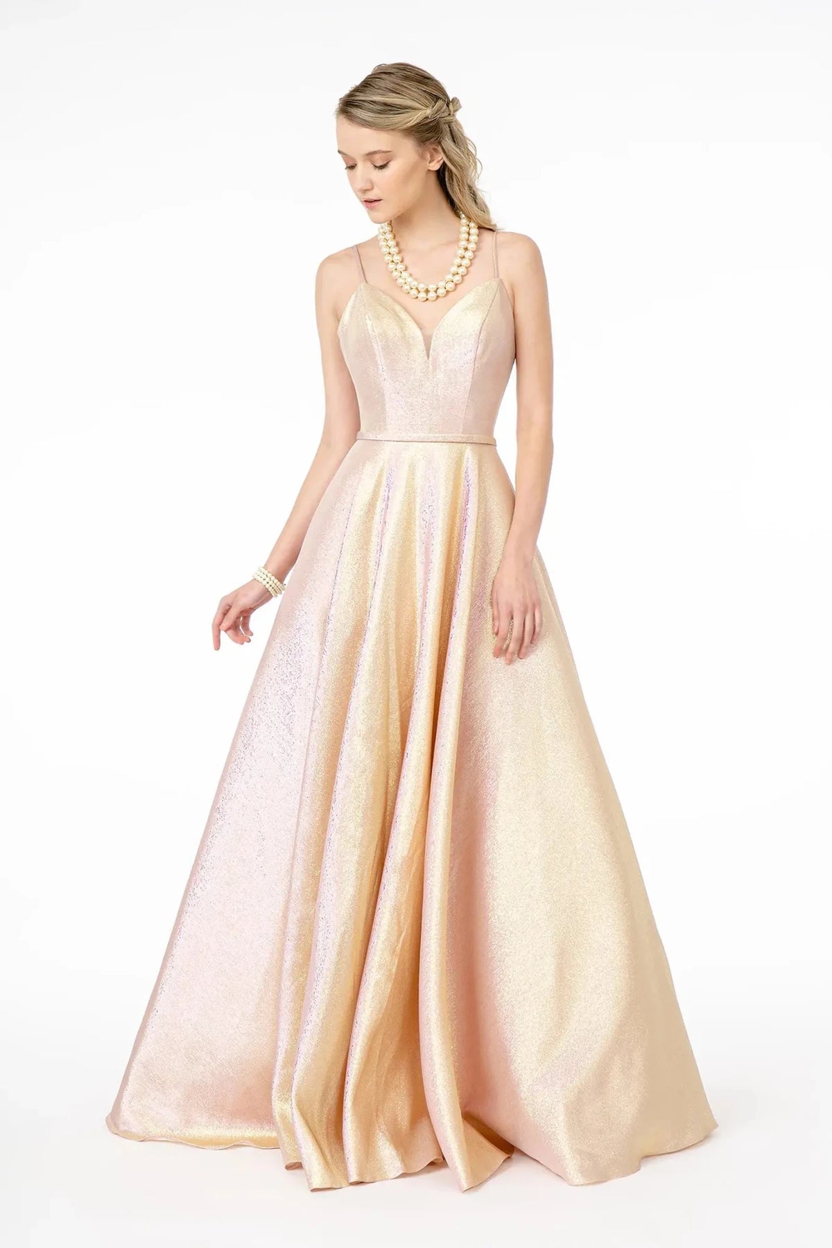 Rose Gold sweetheart prom evening dress full front