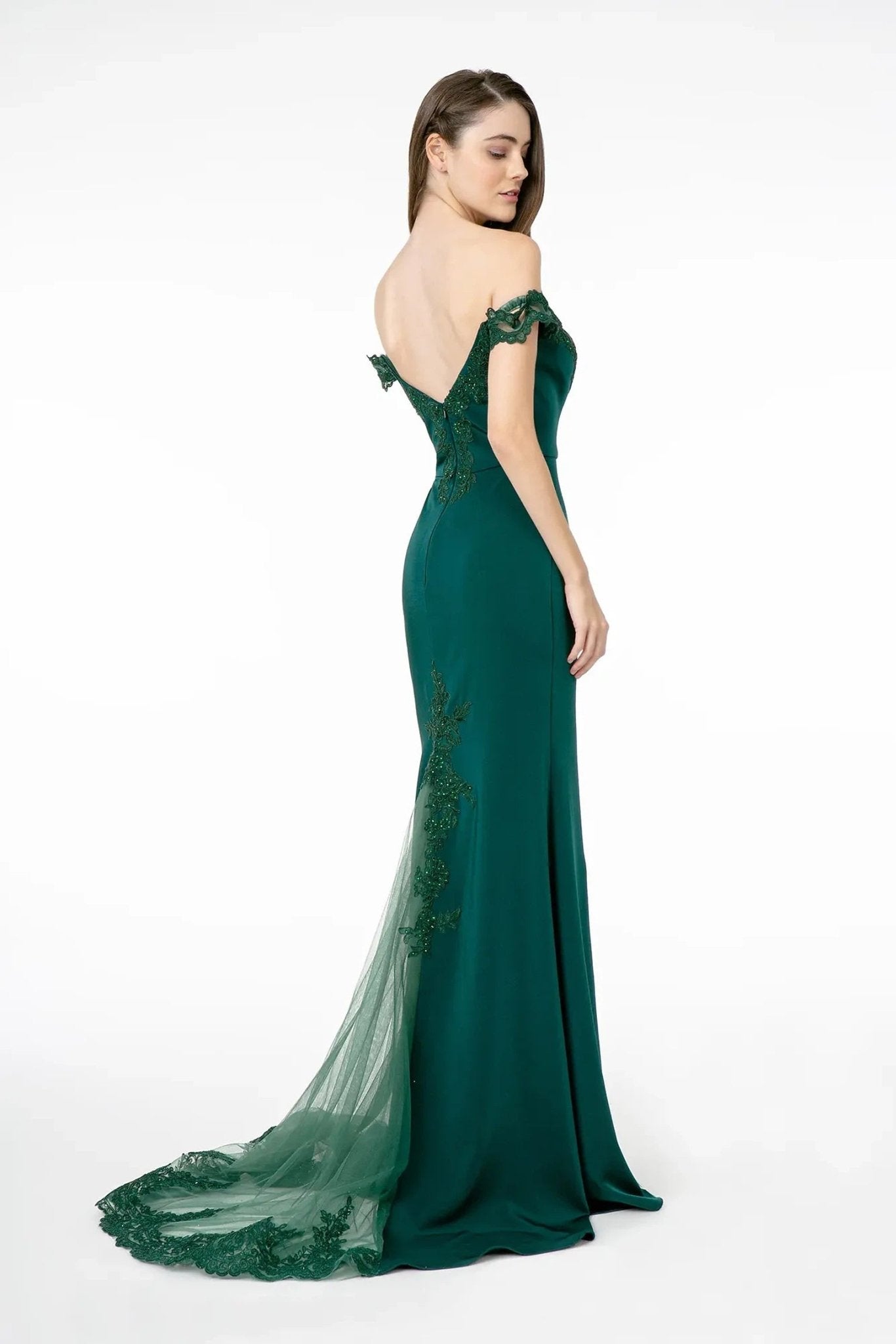 Teal embellished embroidery formal dress skirt detail
