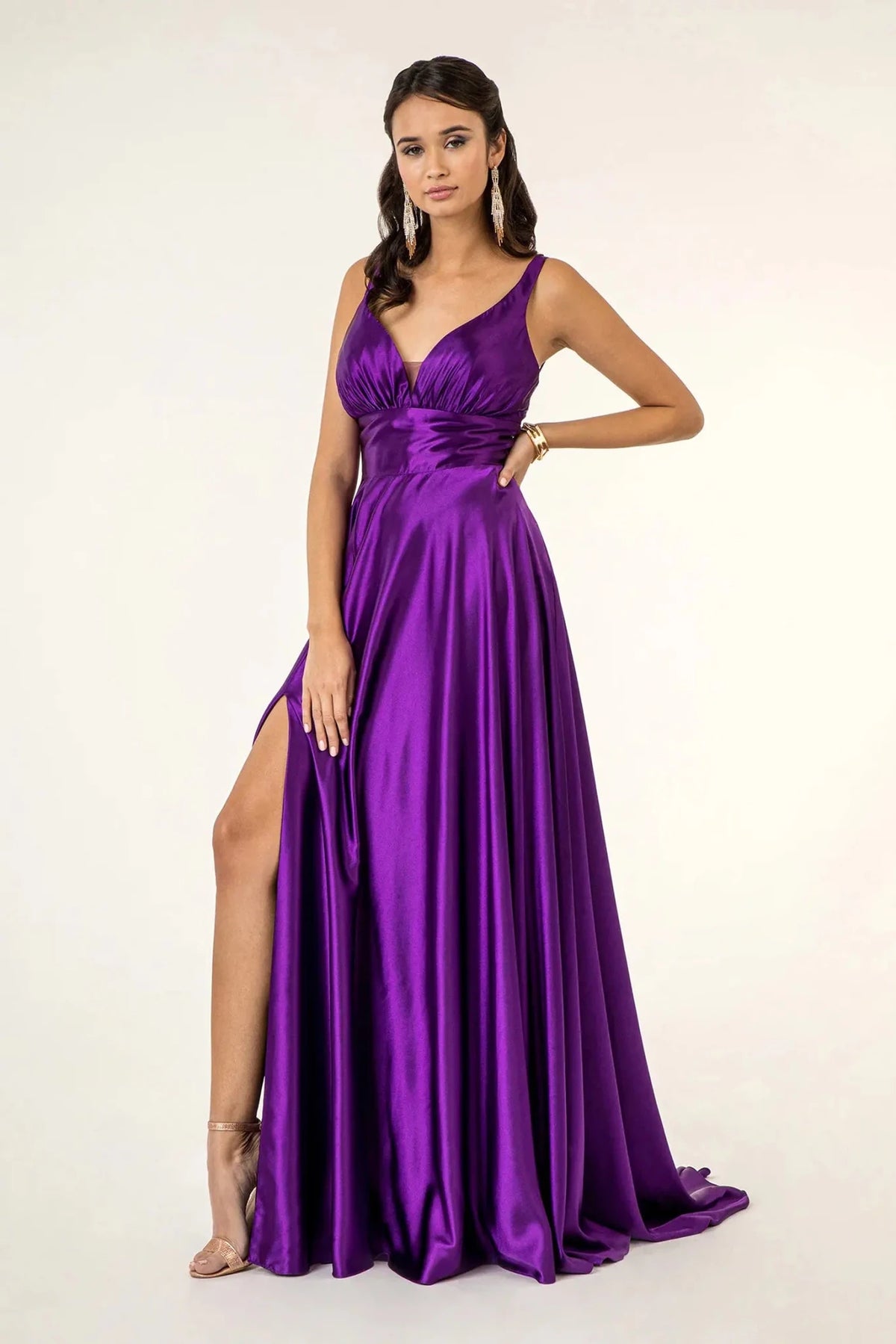 Eggplant sweetheart prom evening dress full front