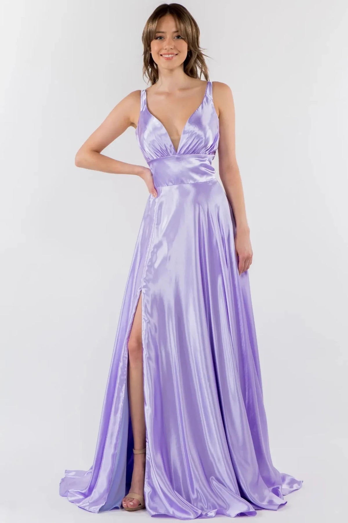 Lilac sweetheart prom evening dress full front