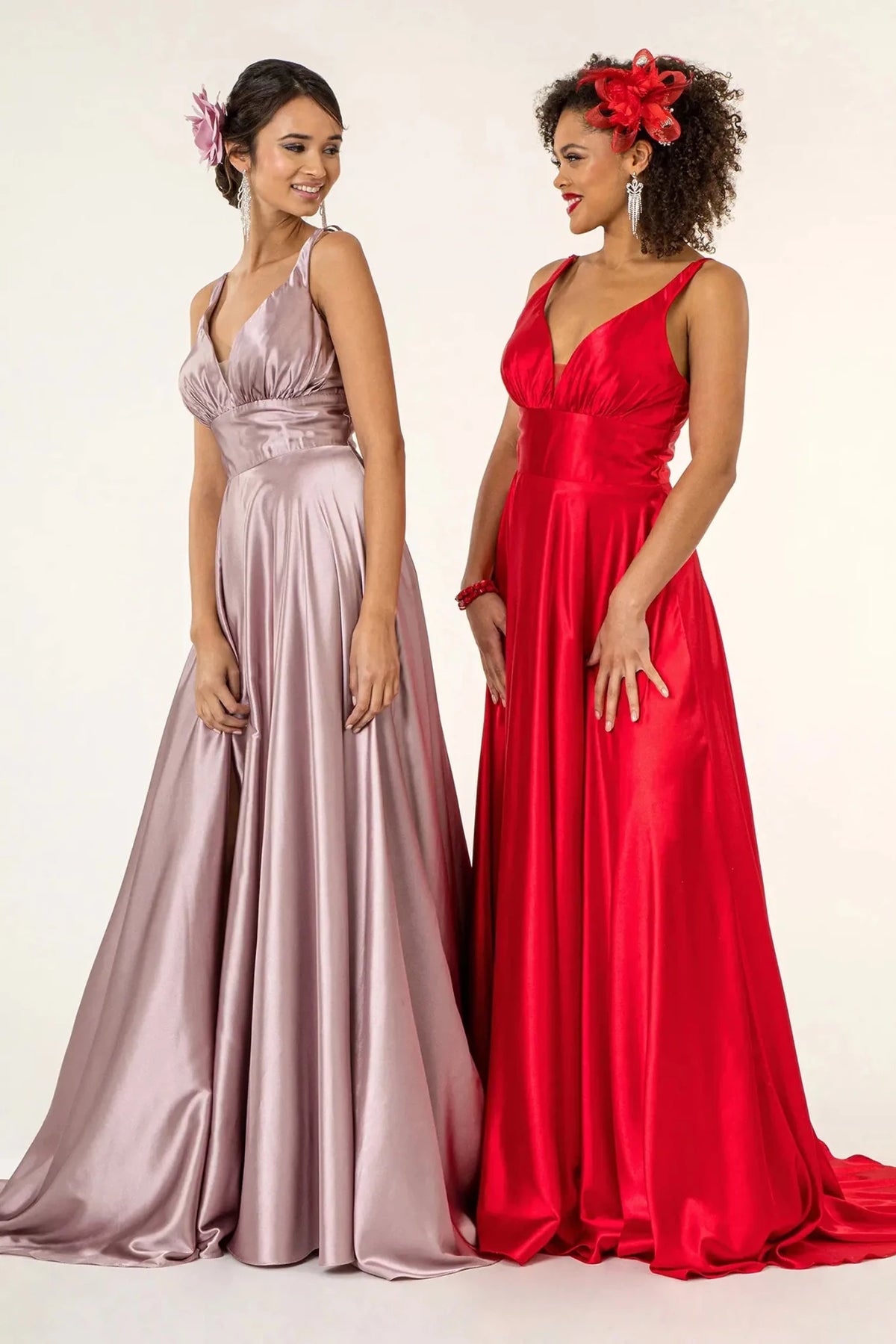 Mauve sweetheart prom evening dress full front
