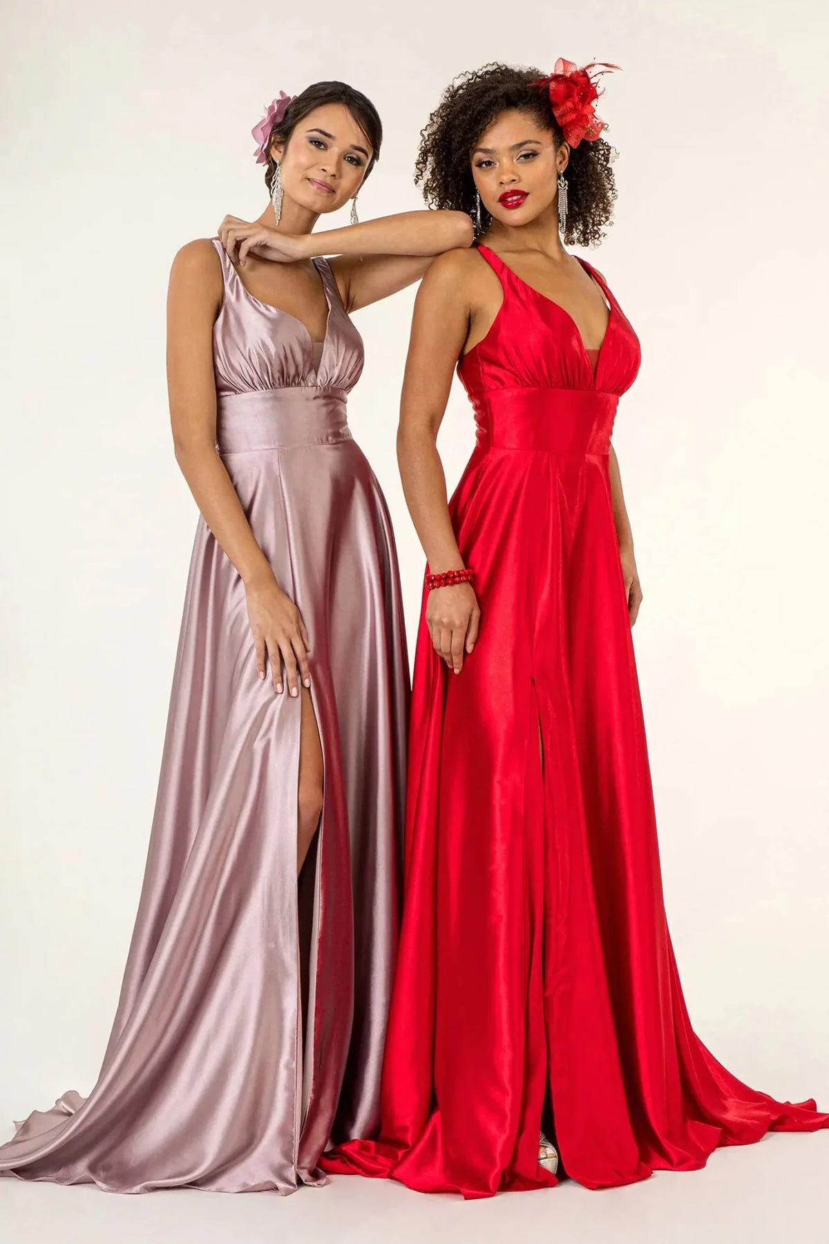 Mauve prom evening dress full back with open back