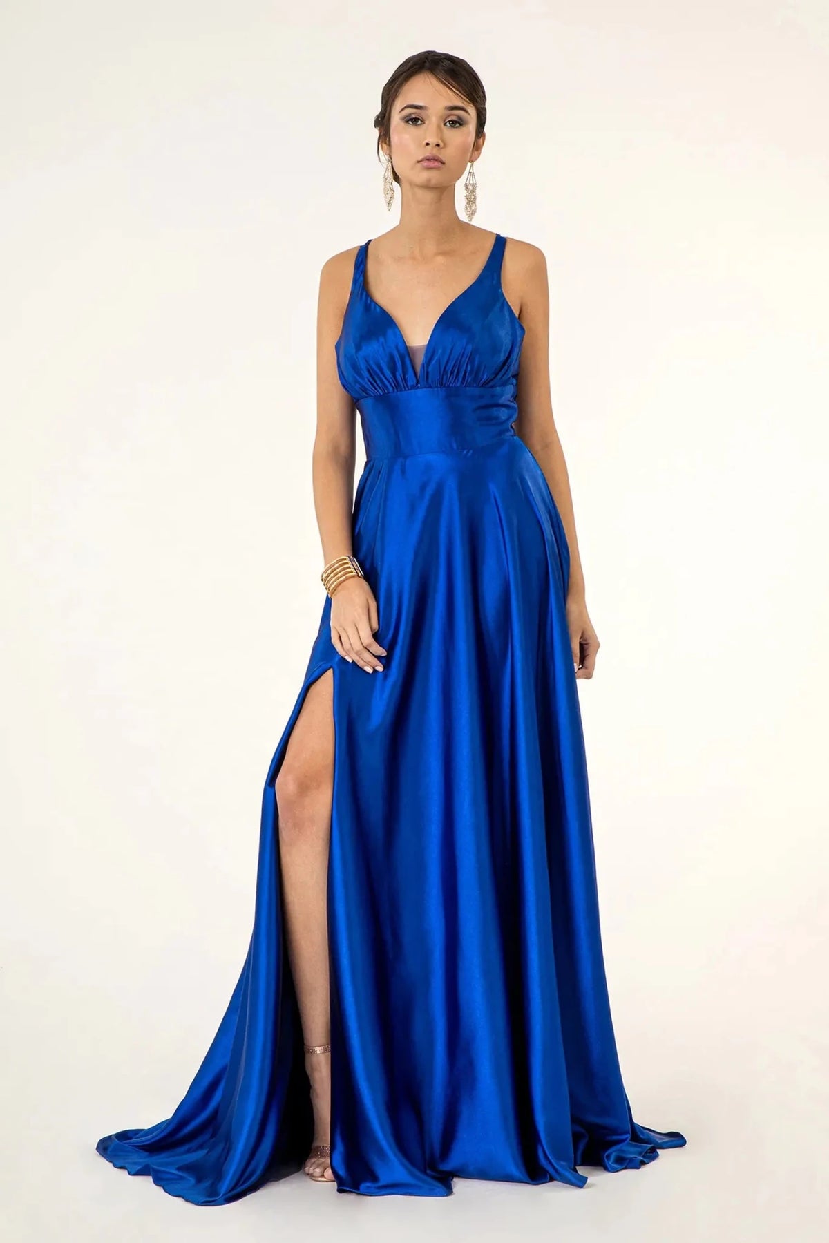 Royal Blue sweetheart prom evening dress full front
