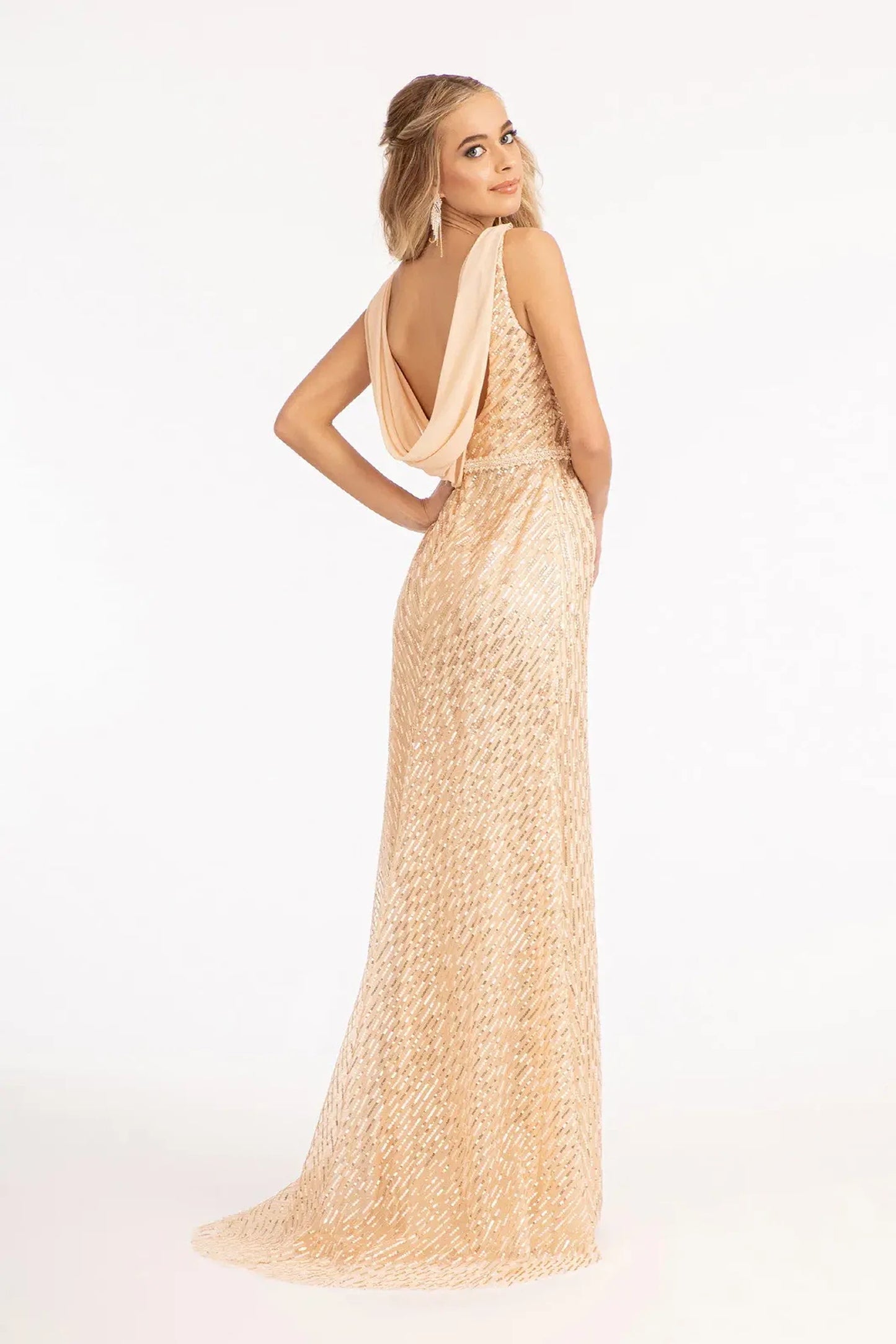 Champagne mermaid mother of the bride dress with u-back with concealed zipper and straps